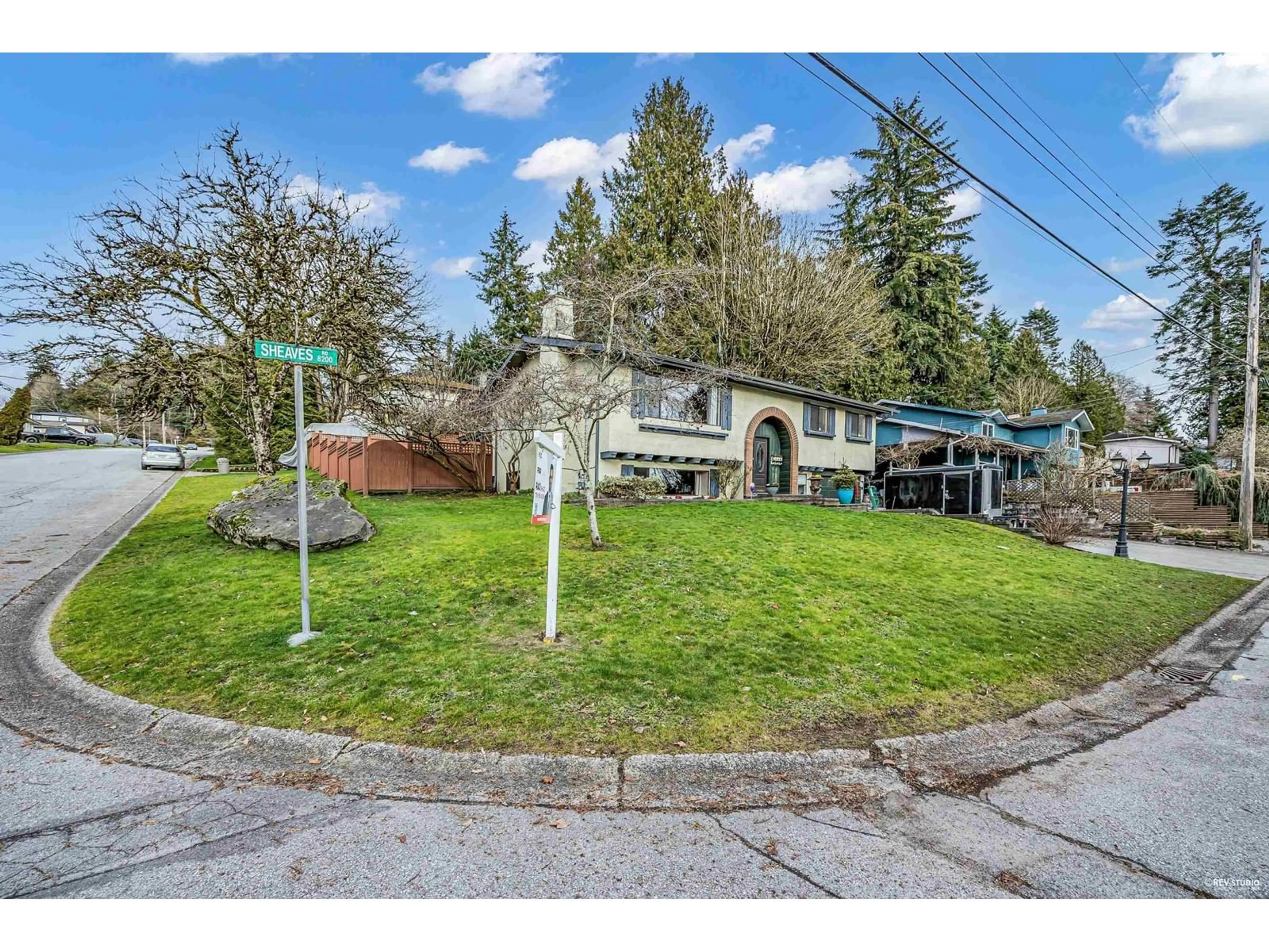 A pic from outside/outdoor area/front of a property/back of a property/a pic from drone, street for 8290 SHEAVES ROAD, Delta British Columbia V4C3W9