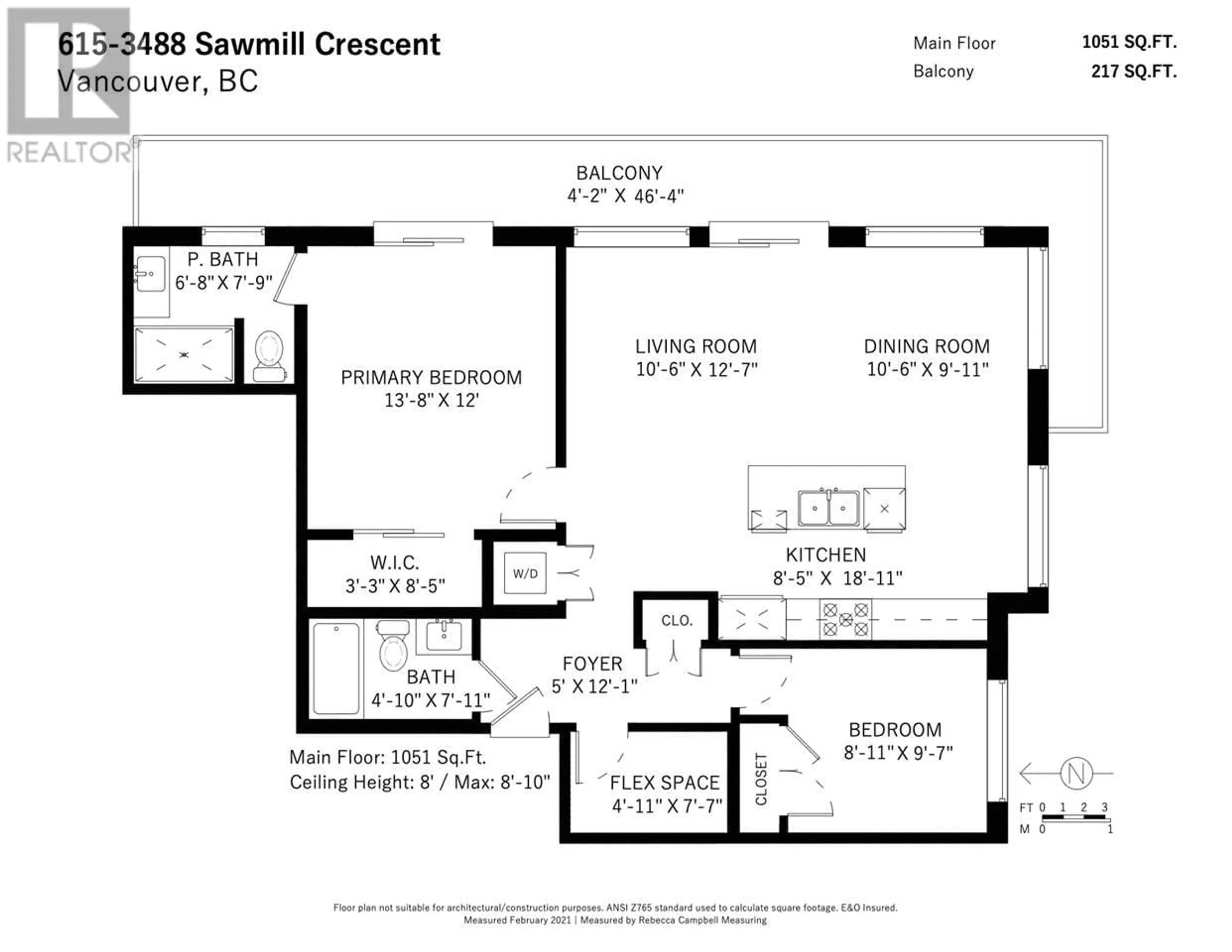 Floor plan for 615 3488 SAWMILL CRESCENT, Vancouver British Columbia V5S0C7