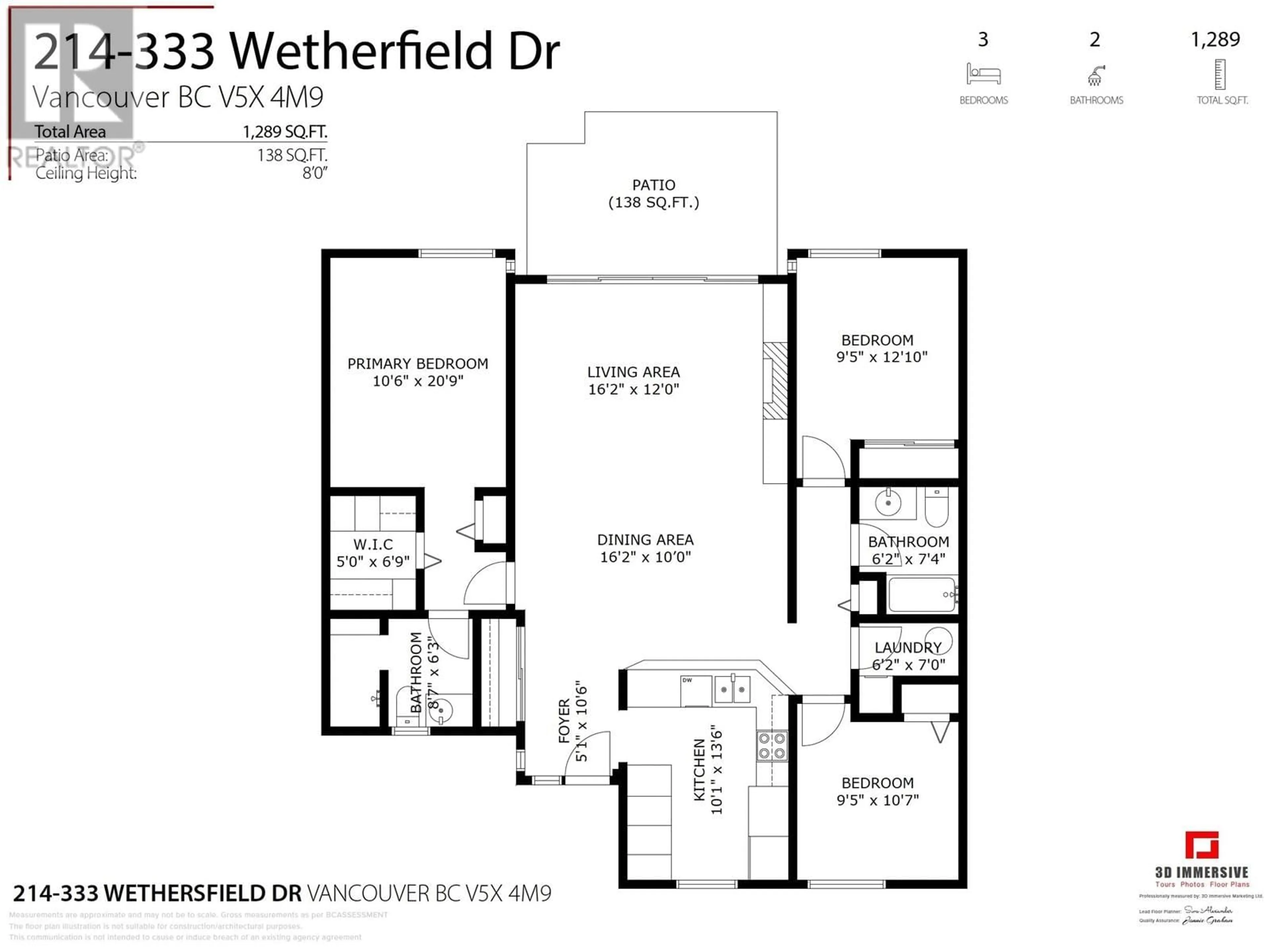 Floor plan for 214 - 333 WETHERSFIELD DRIVE, Vancouver British Columbia V5X4M9