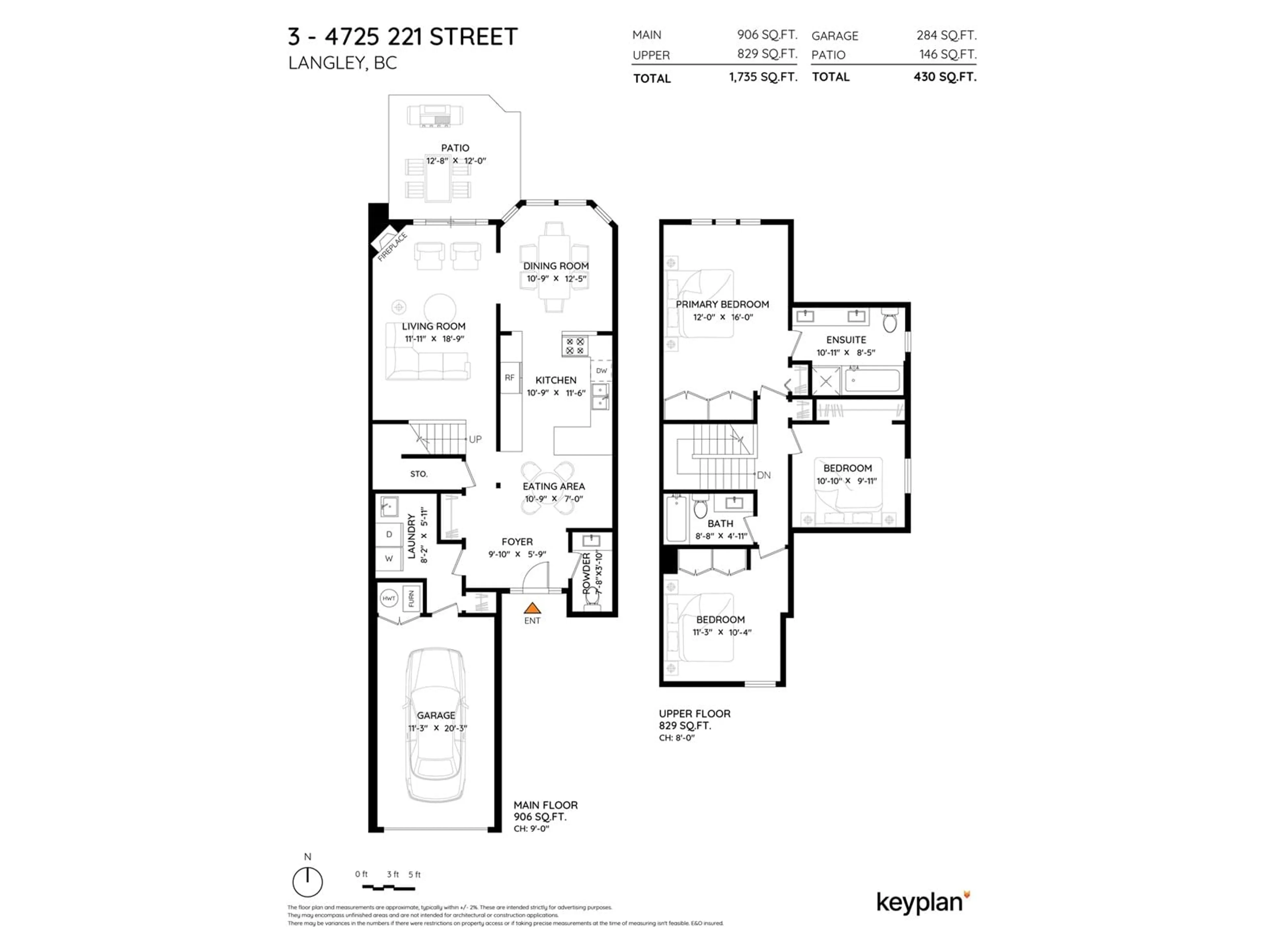 Floor plan for 3 4725 221 STREET, Langley British Columbia V2Z1B4