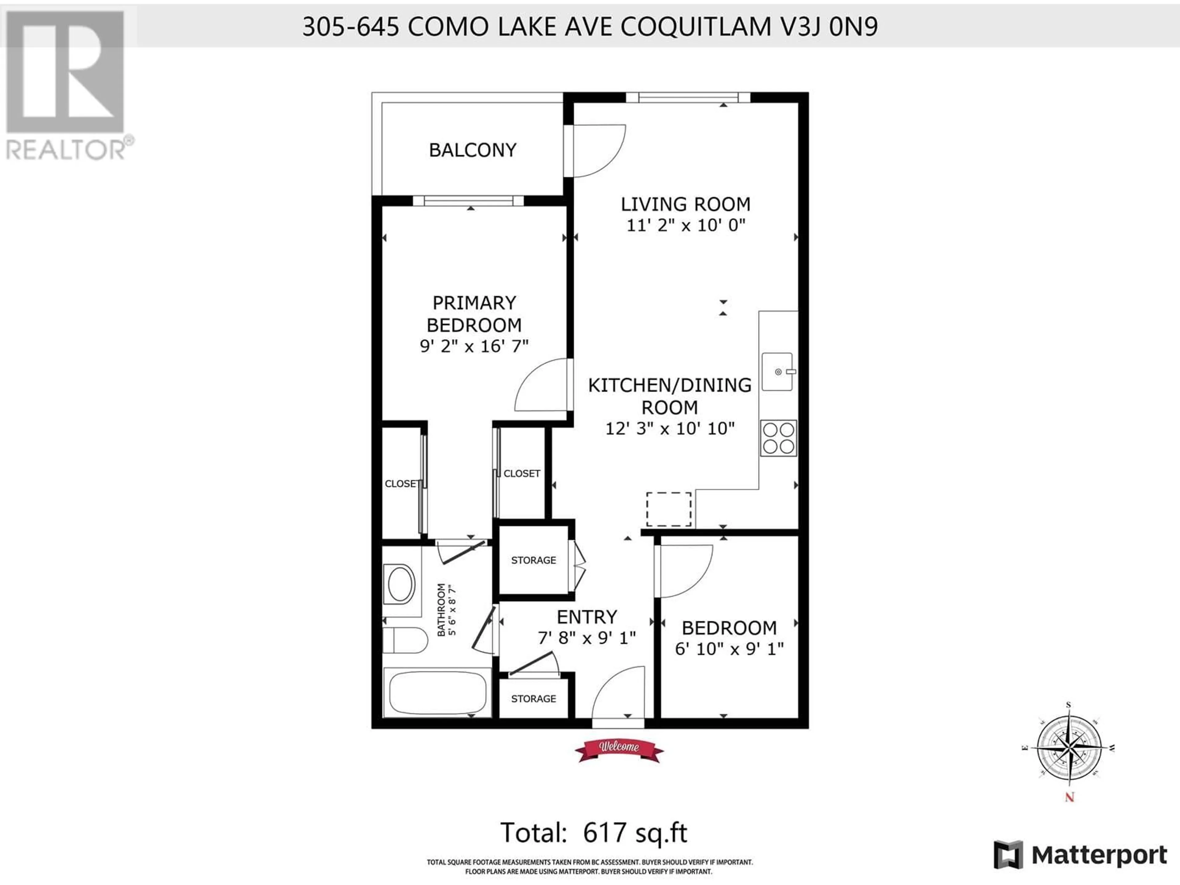 Floor plan for 305 645 COMO LAKE AVENUE, Coquitlam British Columbia V3J0N9