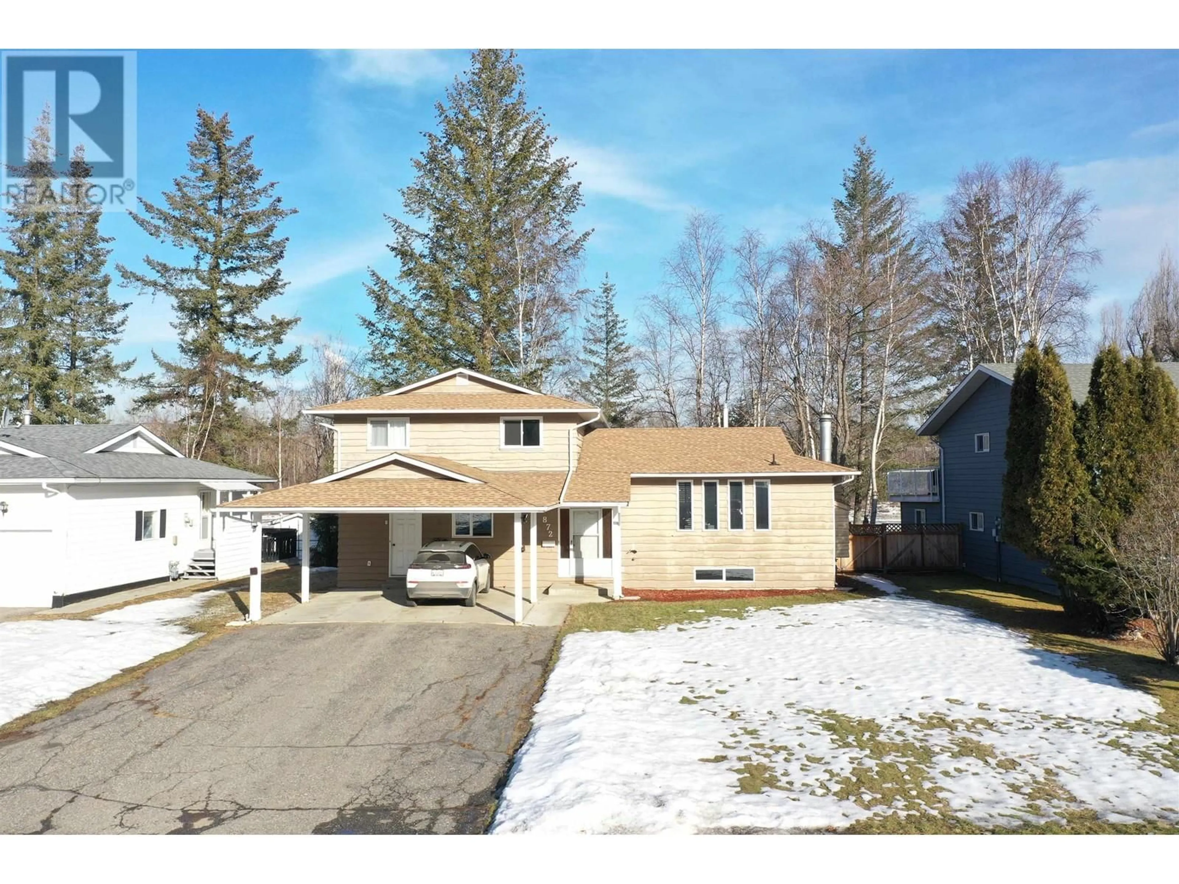 A pic from outside/outdoor area/front of a property/back of a property/a pic from drone, street for 872 FUNN STREET, Quesnel British Columbia V2J4Y8