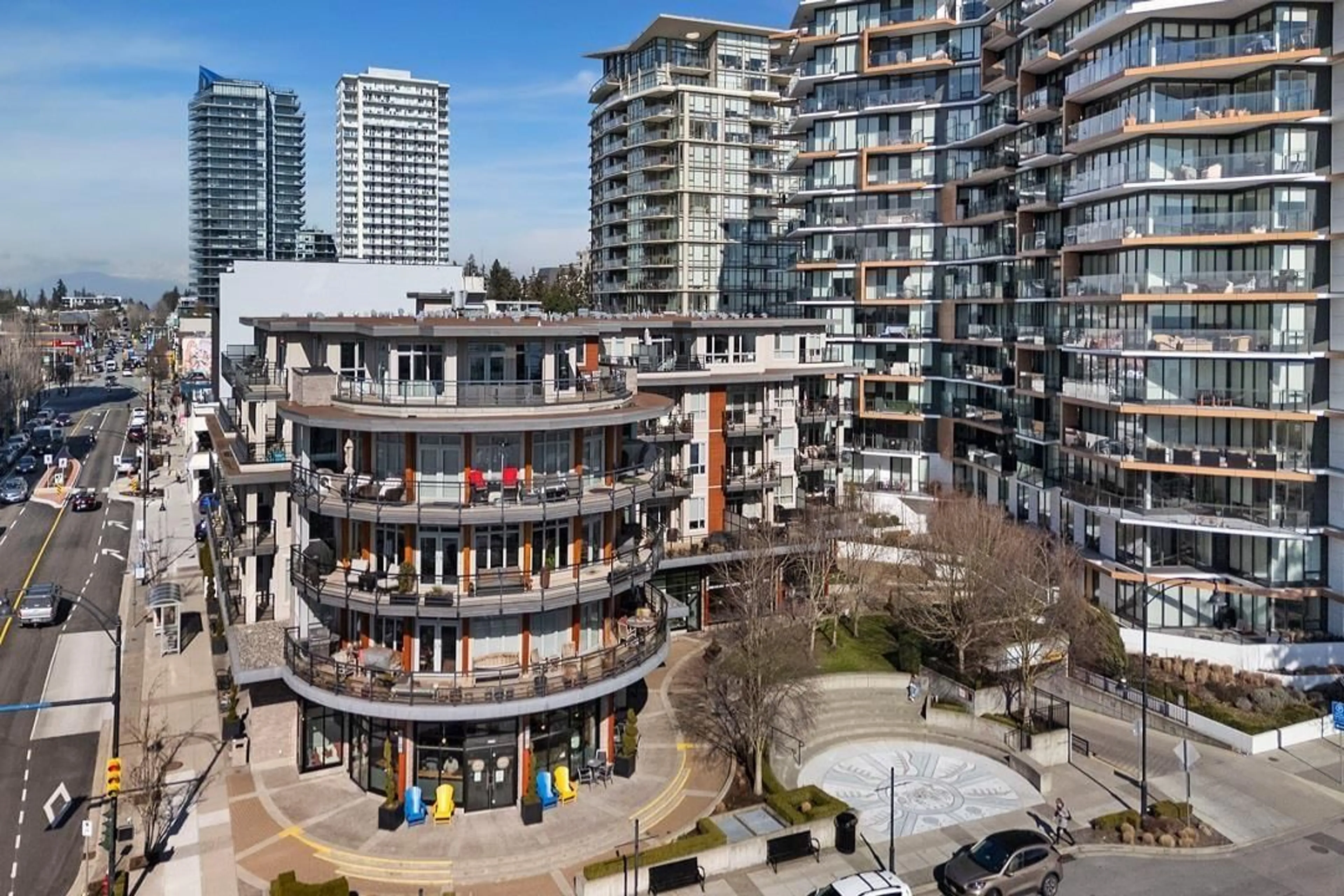 A pic from outside/outdoor area/front of a property/back of a property/a pic from drone, city buildings view from balcony for 306 - 1420 JOHNSTON, White Rock British Columbia V4B3Z5