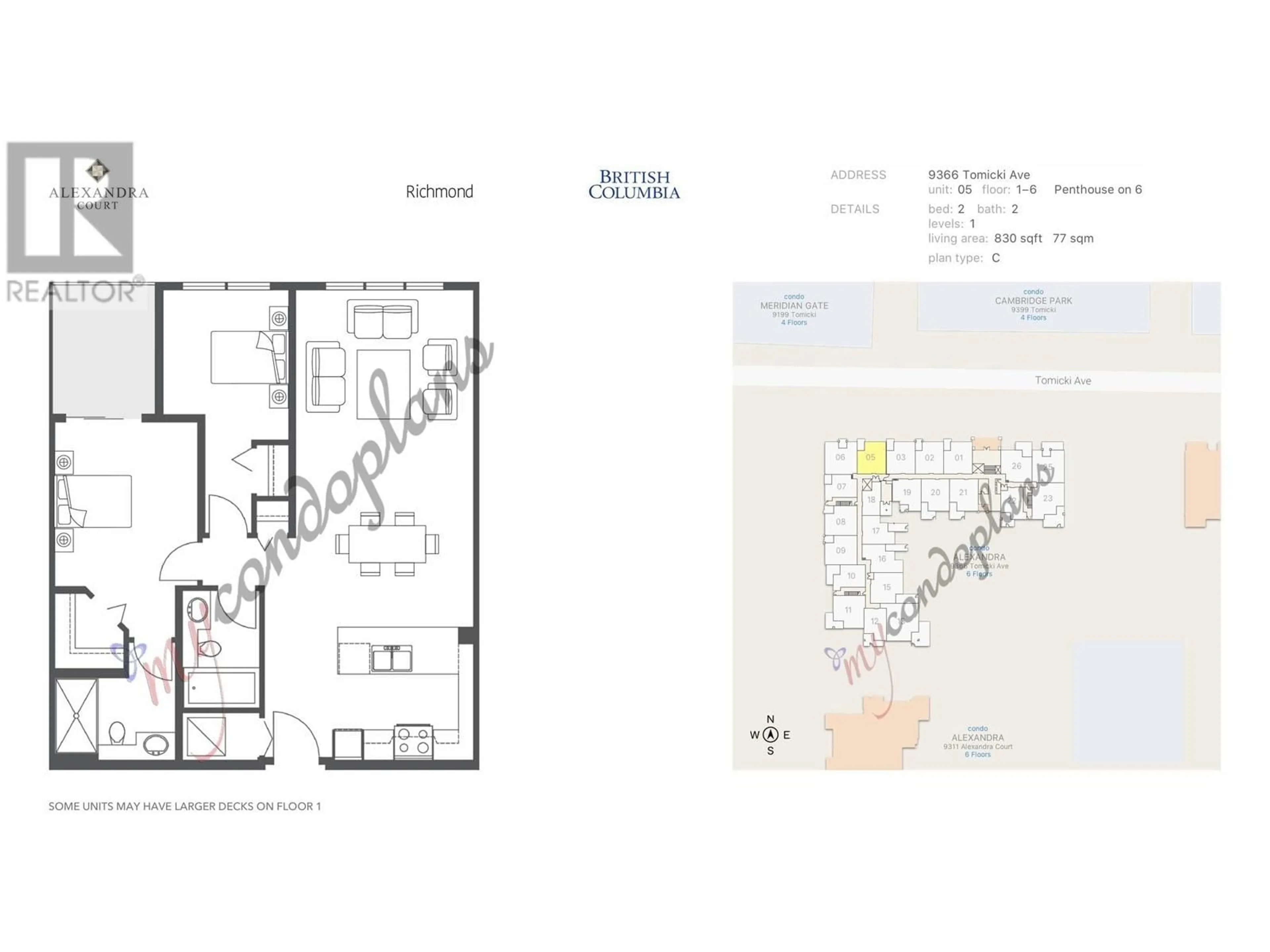 Floor plan for 305 - 9366 TOMICKI AVENUE, Richmond British Columbia V6X0N9