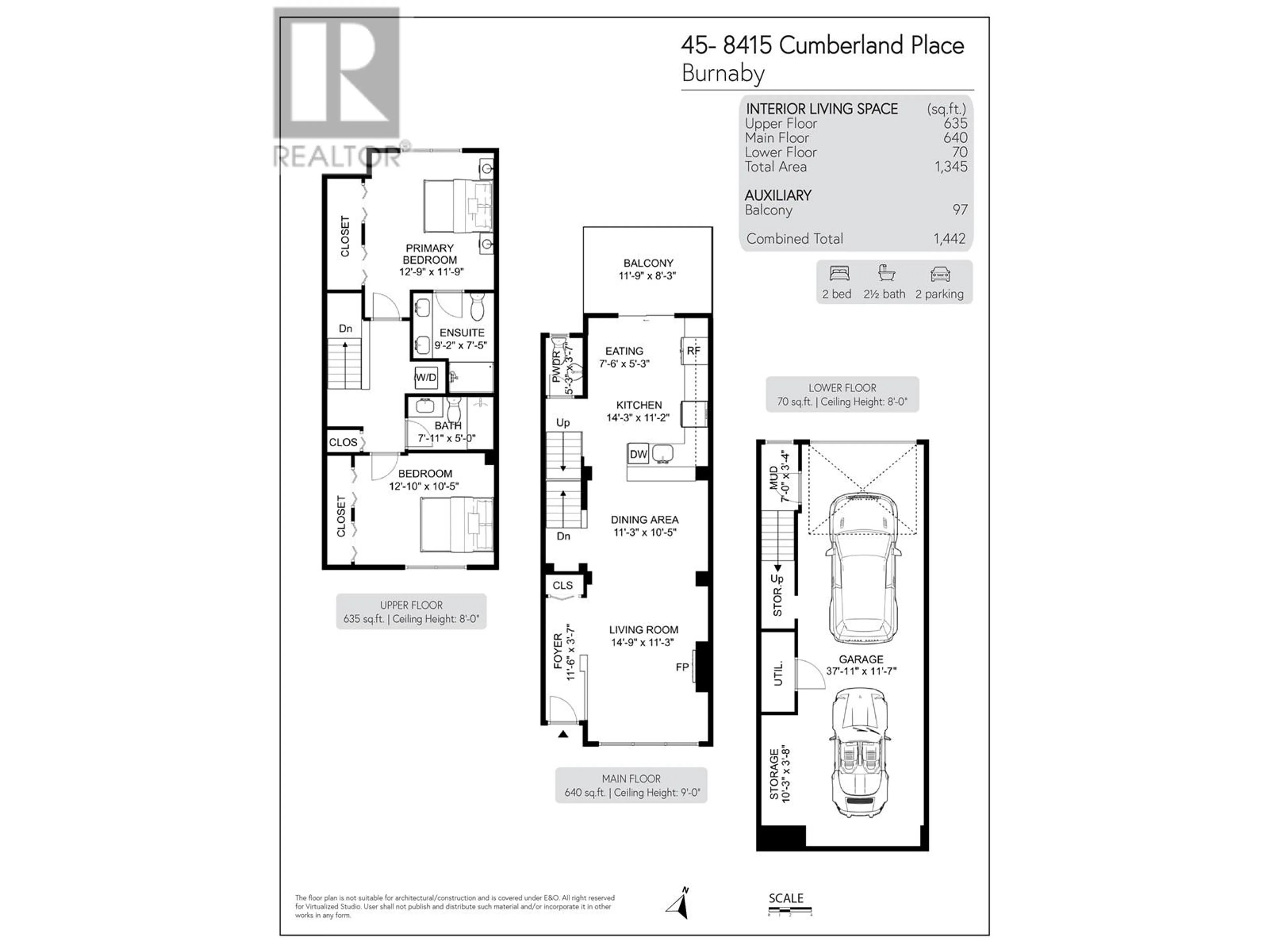 Floor plan for 45 - 8415 CUMBERLAND PLACE, Burnaby British Columbia V3N5C3