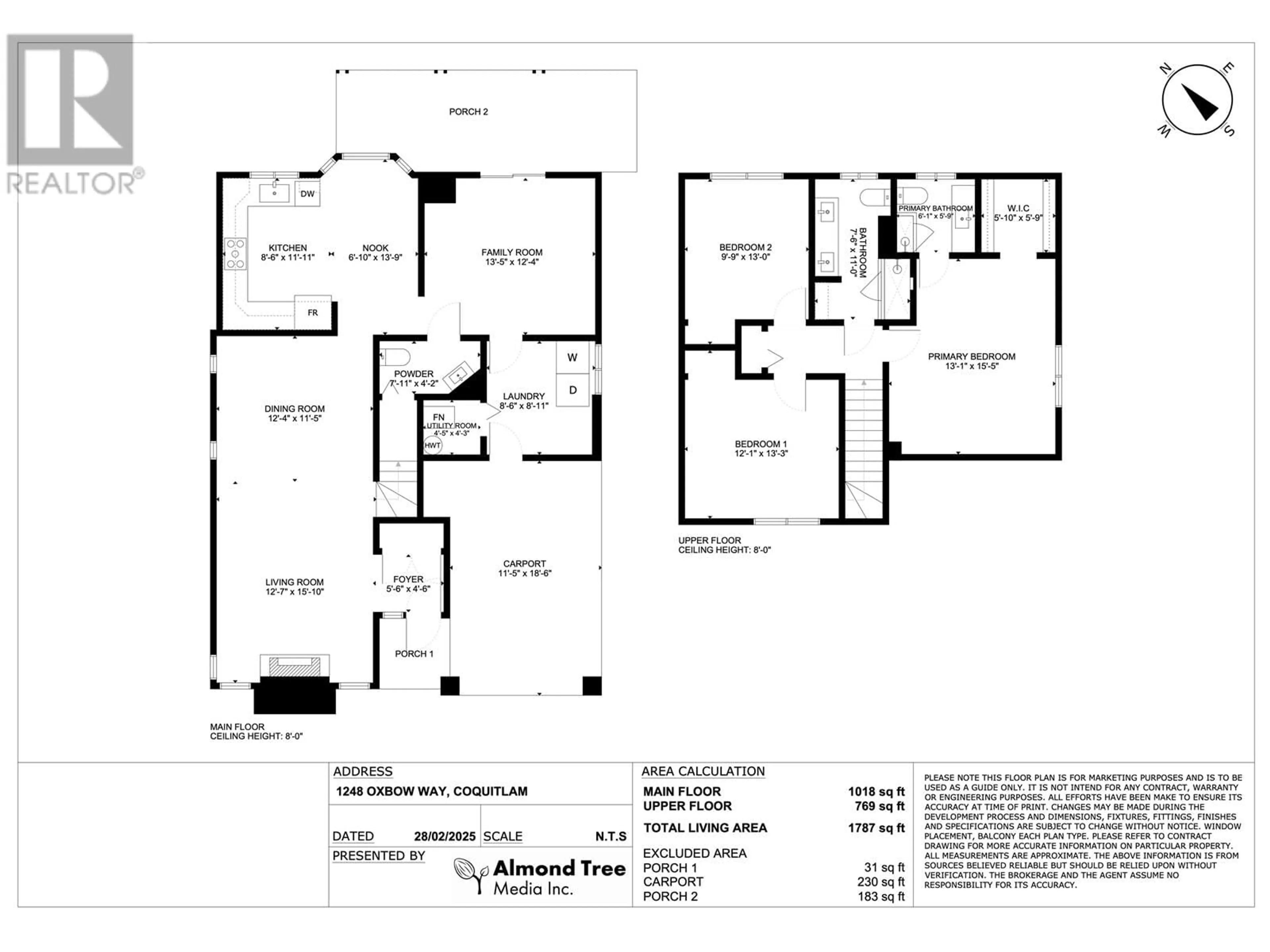 Floor plan for 1248 OXBOW WAY, Coquitlam British Columbia V3E1M9