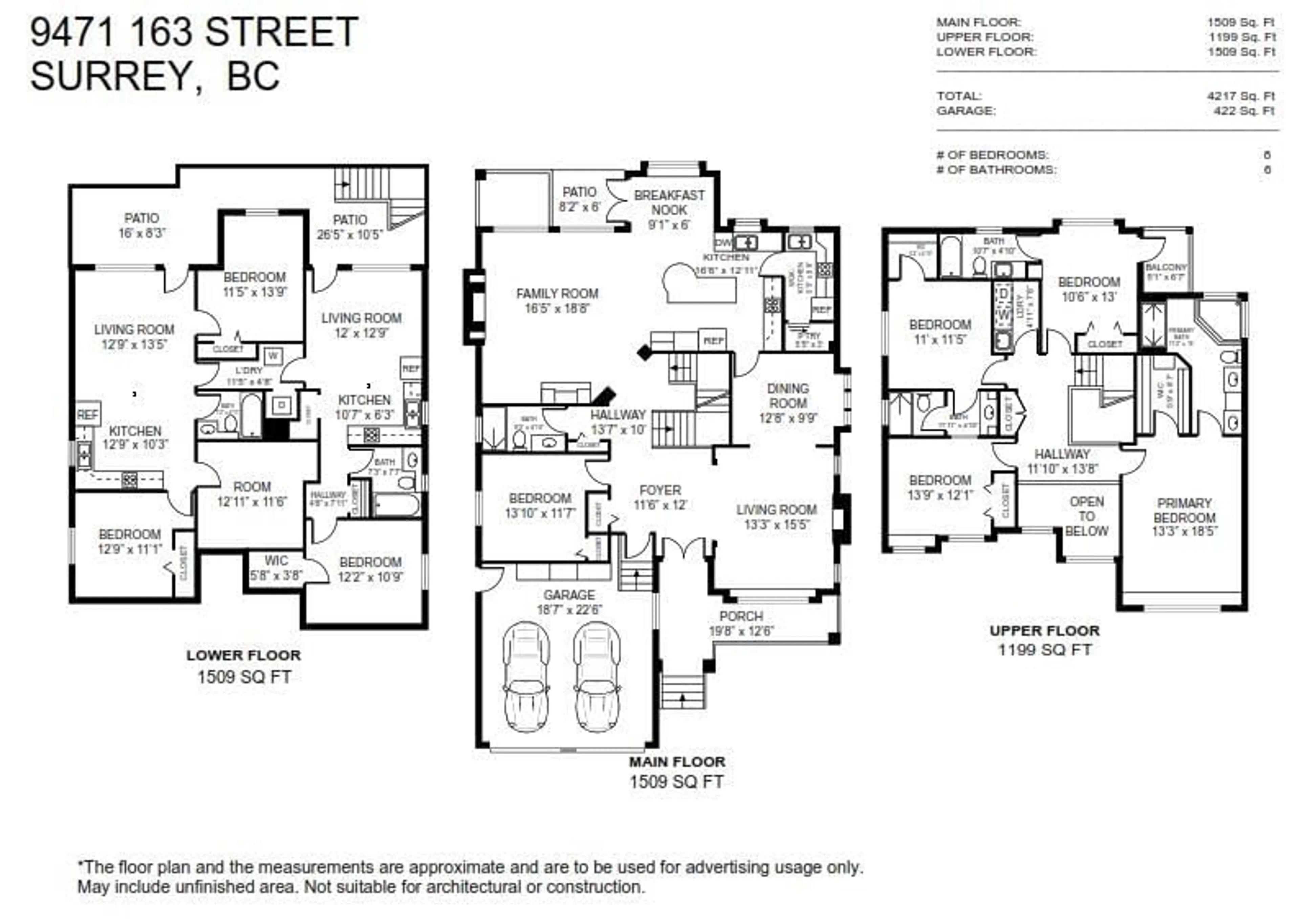 Floor plan for 9471 163 STREET, Surrey British Columbia V4N3C5