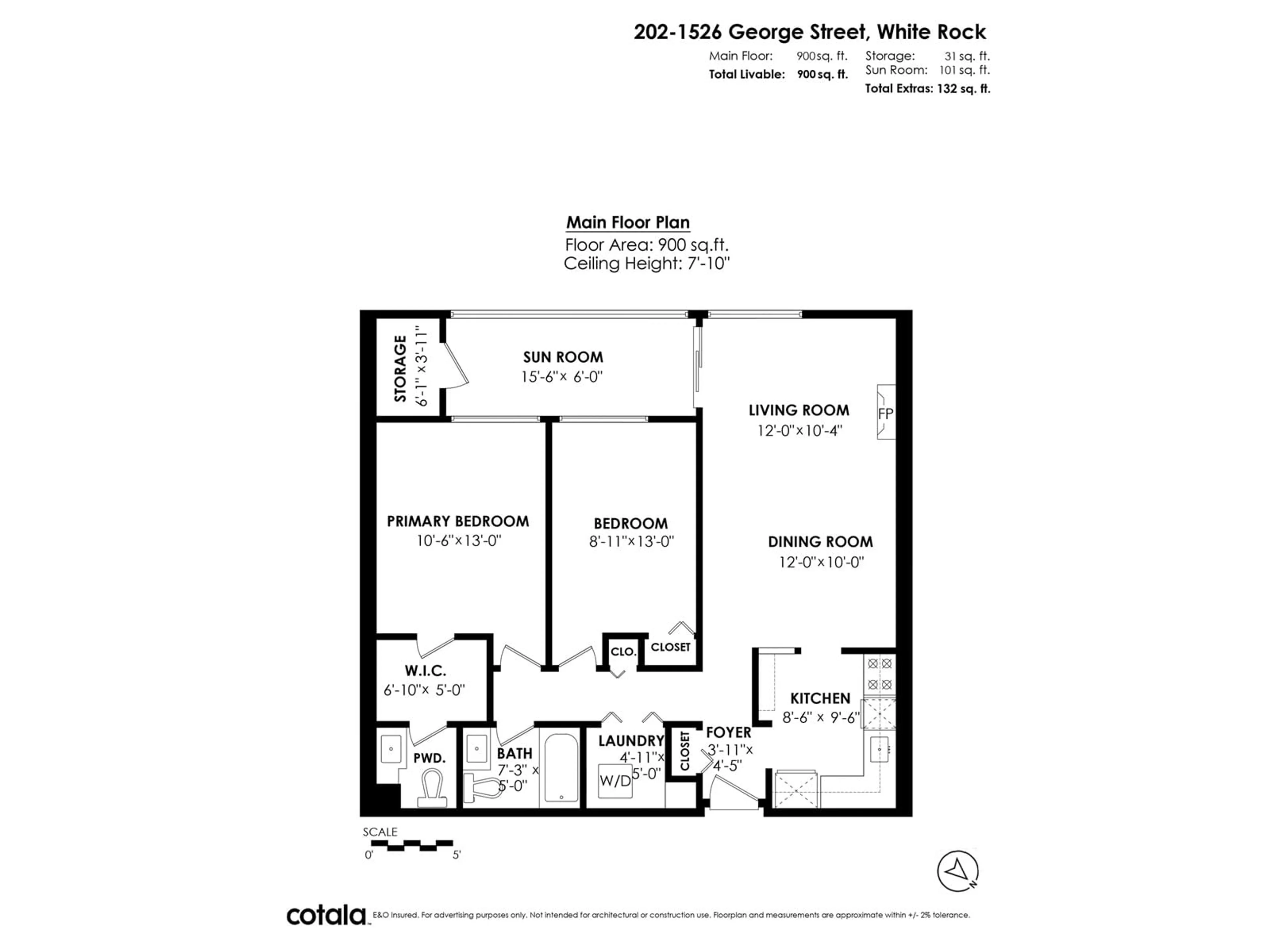 Floor plan for 202 1526 GEORGE STREET, White Rock British Columbia V4B4A5