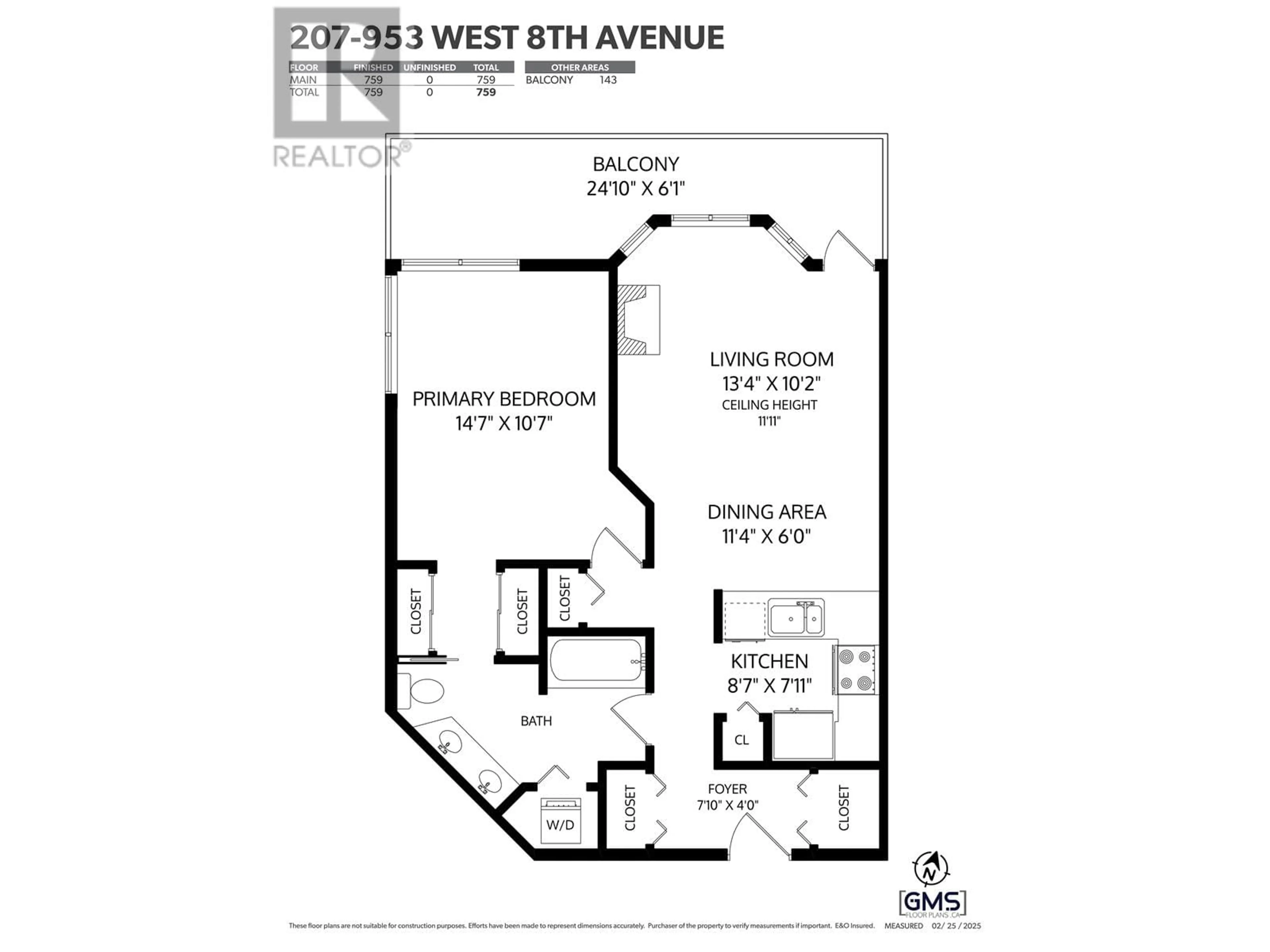 Floor plan for 207 953 W 8TH AVENUE, Vancouver British Columbia V5Z1E4