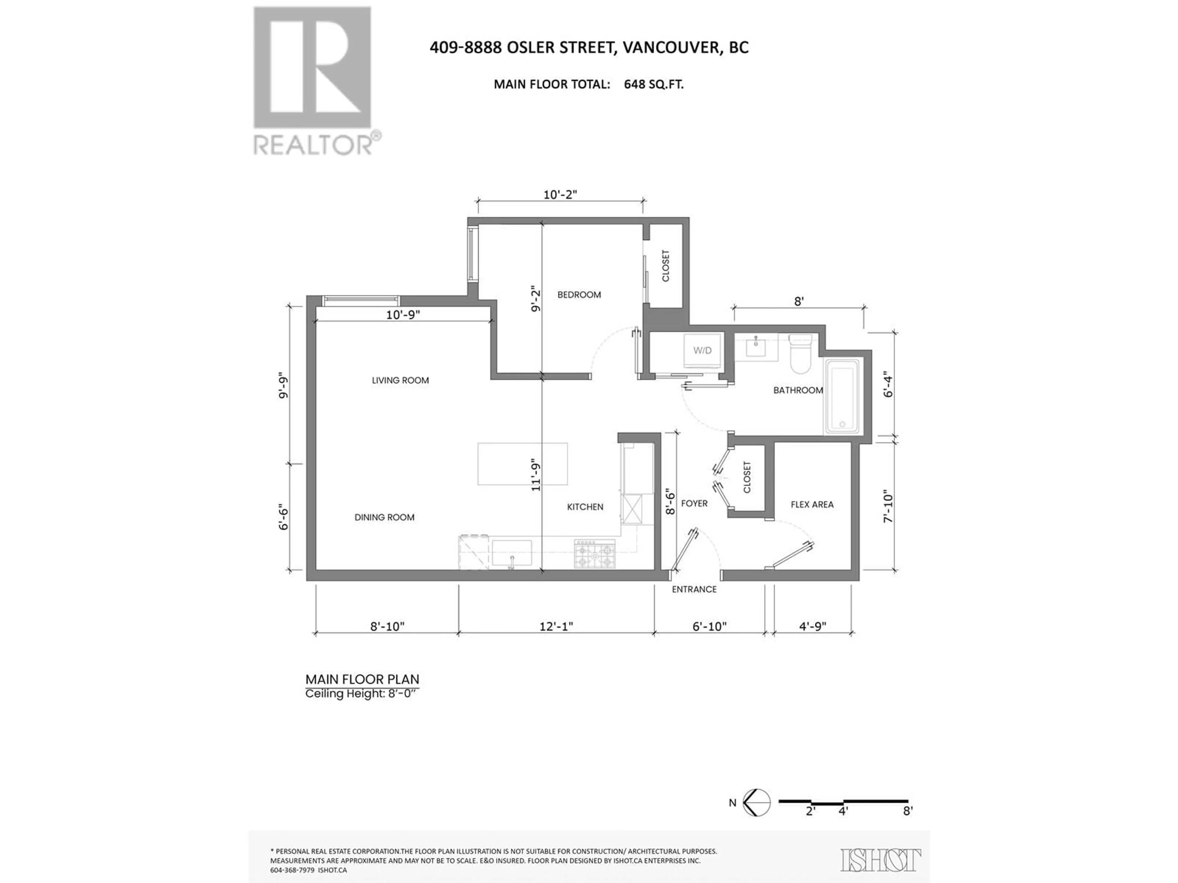 Floor plan for 409 8888 OSLER STREET, Vancouver British Columbia V6P4G2