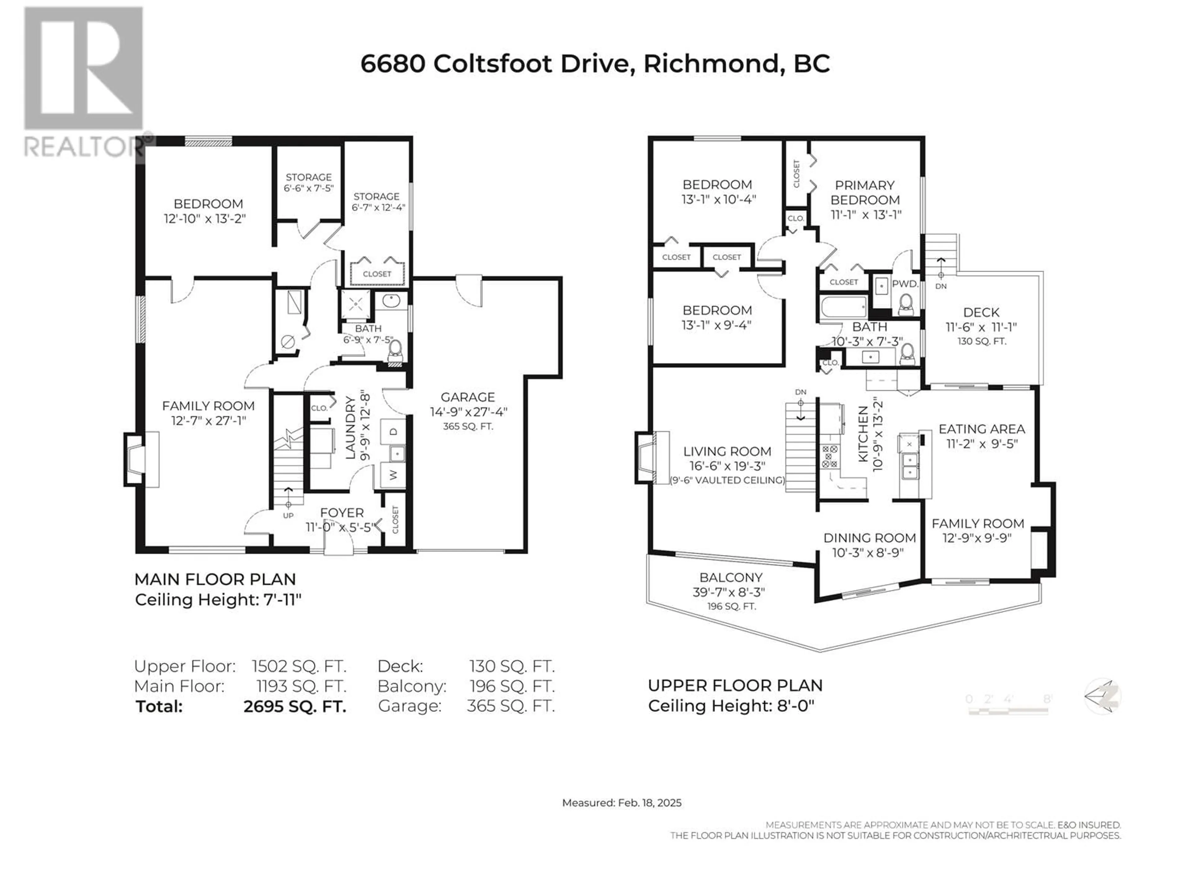 Floor plan for 6680 COLTSFOOT DRIVE, Richmond British Columbia V7C2J4