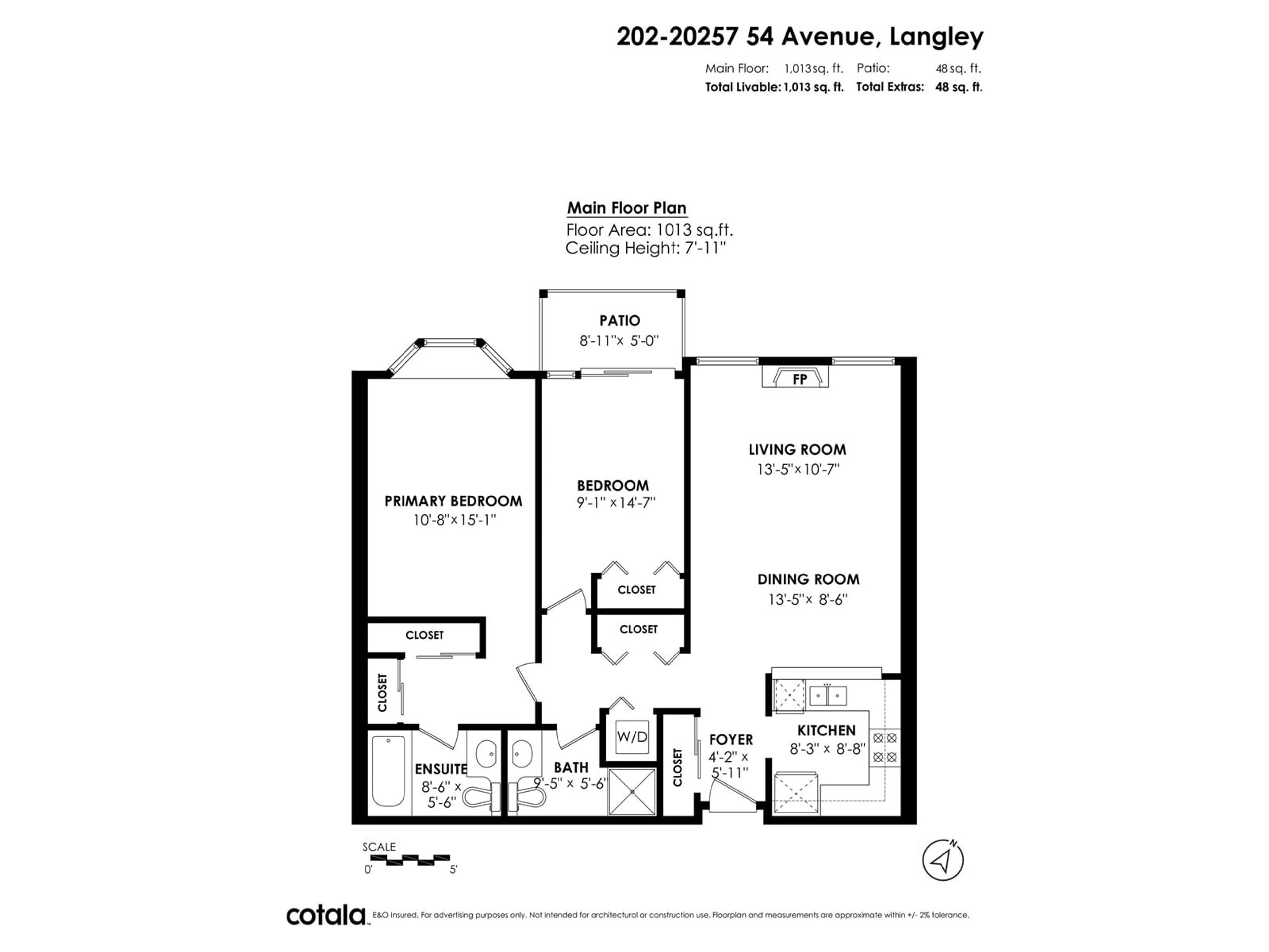 Floor plan for 202 20257 54 AVENUE, Langley British Columbia V3A3W2