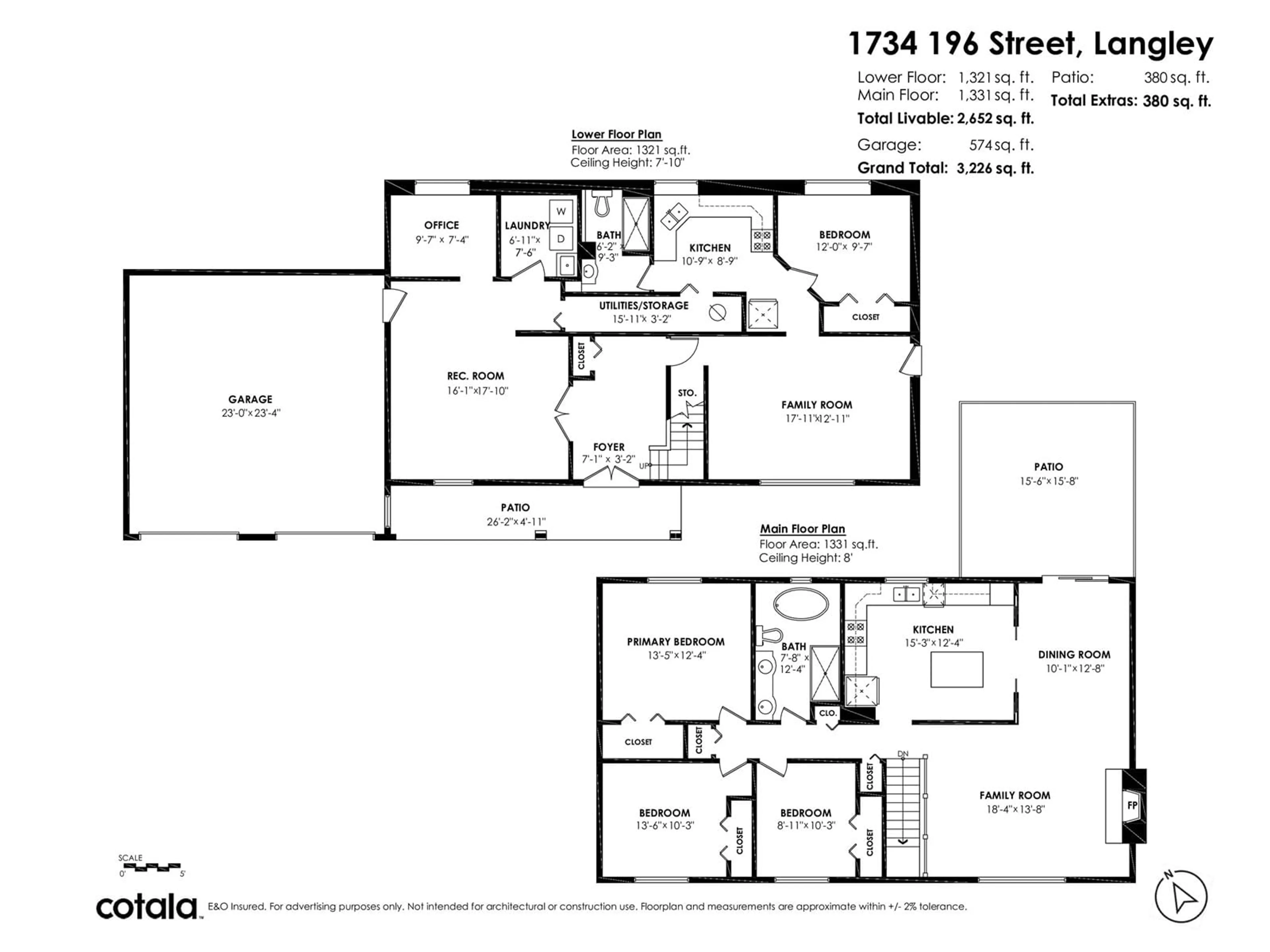 Floor plan for 1734 196 STREET, Langley British Columbia V2Z2G4