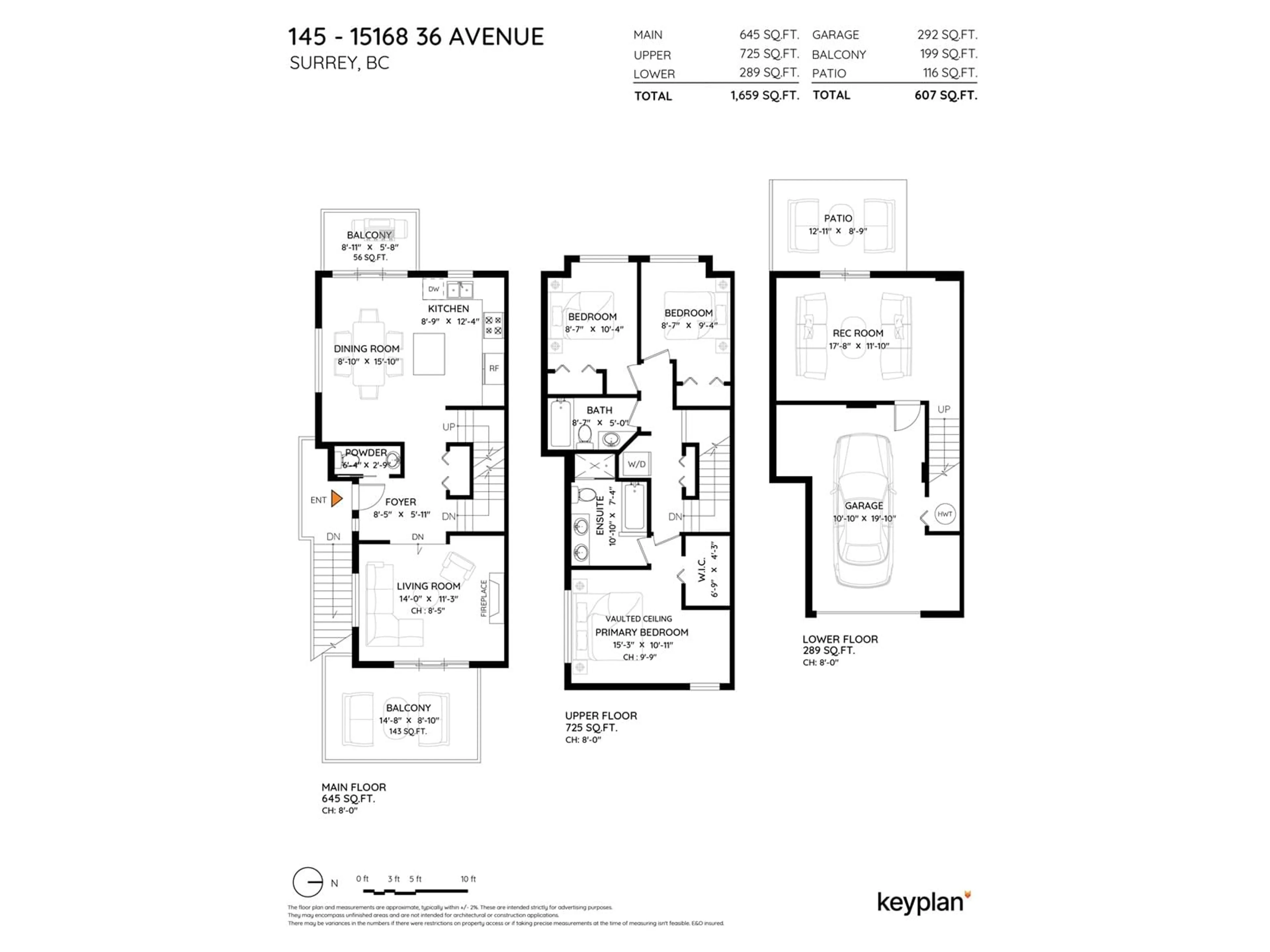 Floor plan for 145 15168 36 AVENUE, Surrey British Columbia V3S0Z6