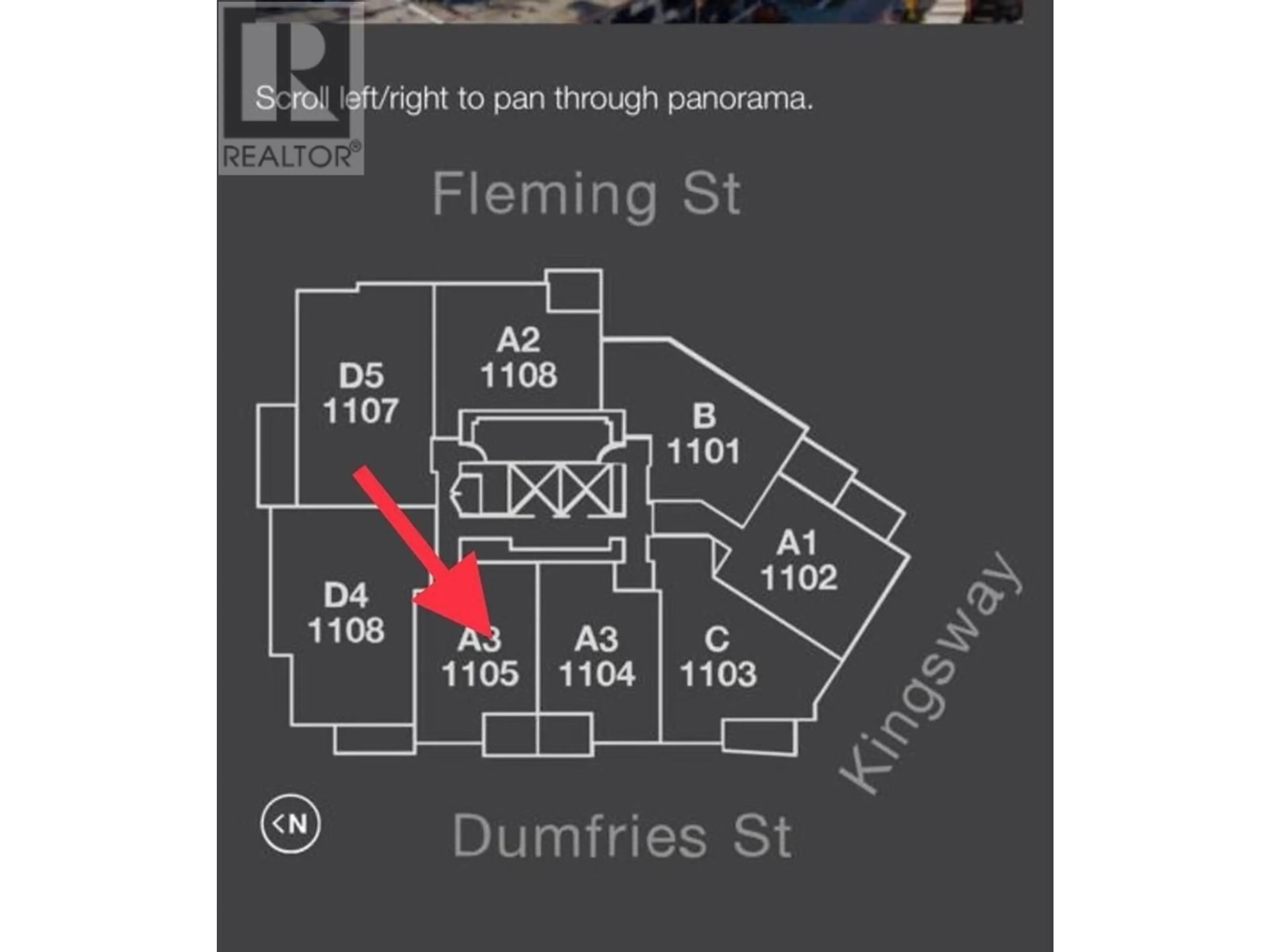 Picture of a map for 1105 - 3996 DUMFRIES STREET, Vancouver British Columbia V5N5R3