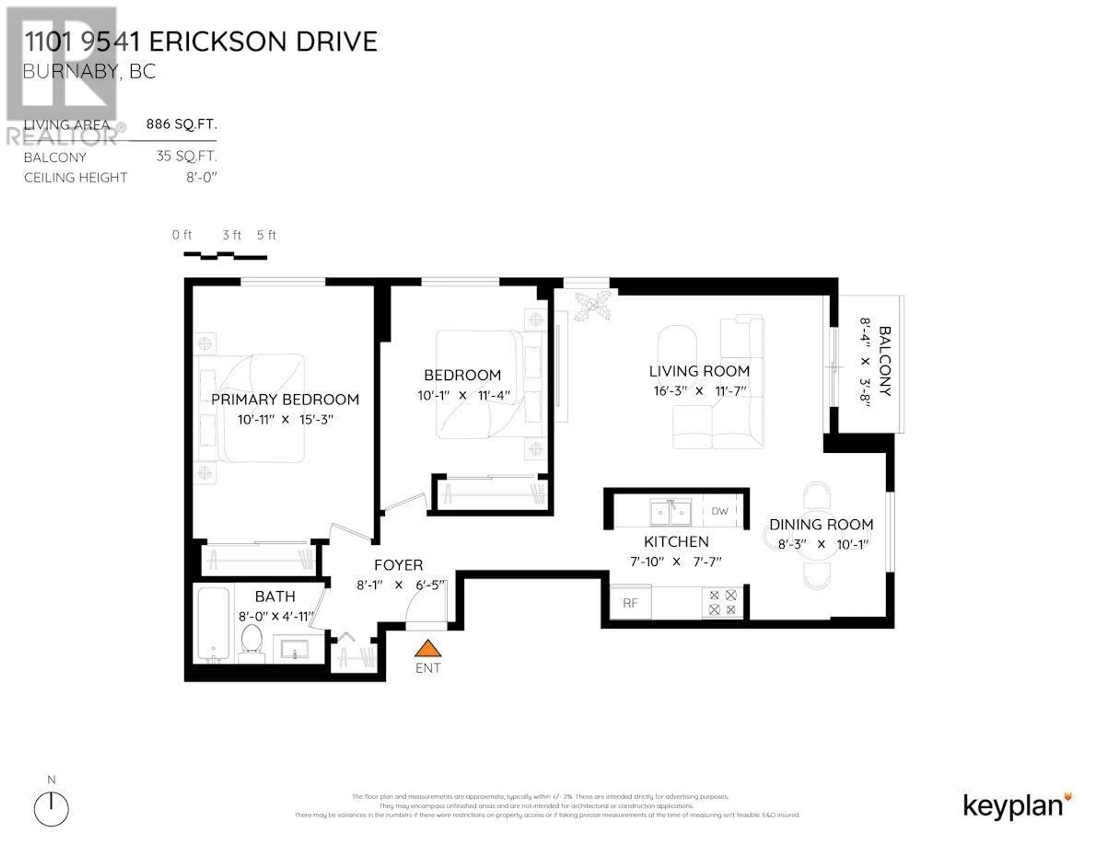 Floor plan for 1101 - 9541 ERICKSON DRIVE, Burnaby British Columbia V3J7N8