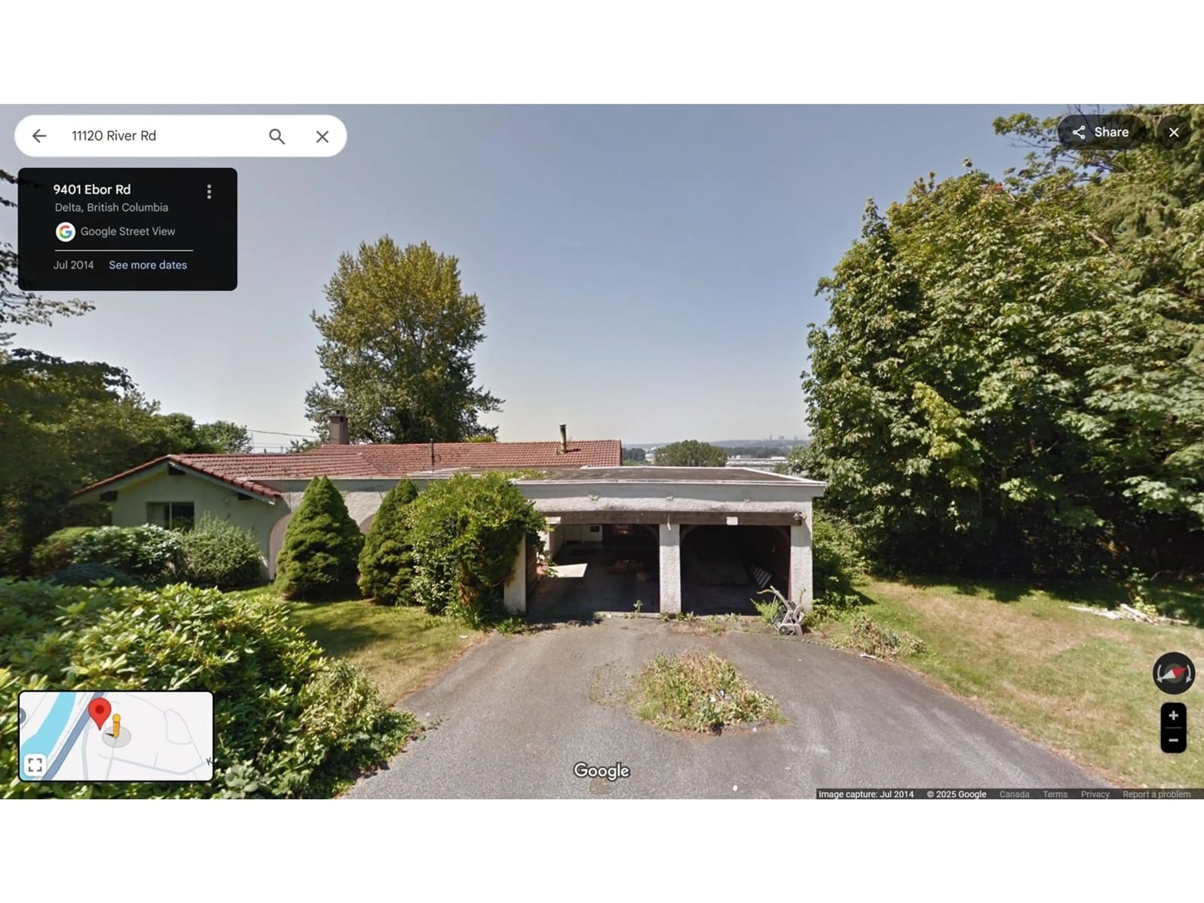 A pic from outside/outdoor area/front of a property/back of a property/a pic from drone, street for 9401 EBOR ROAD, Delta British Columbia V4C4R4