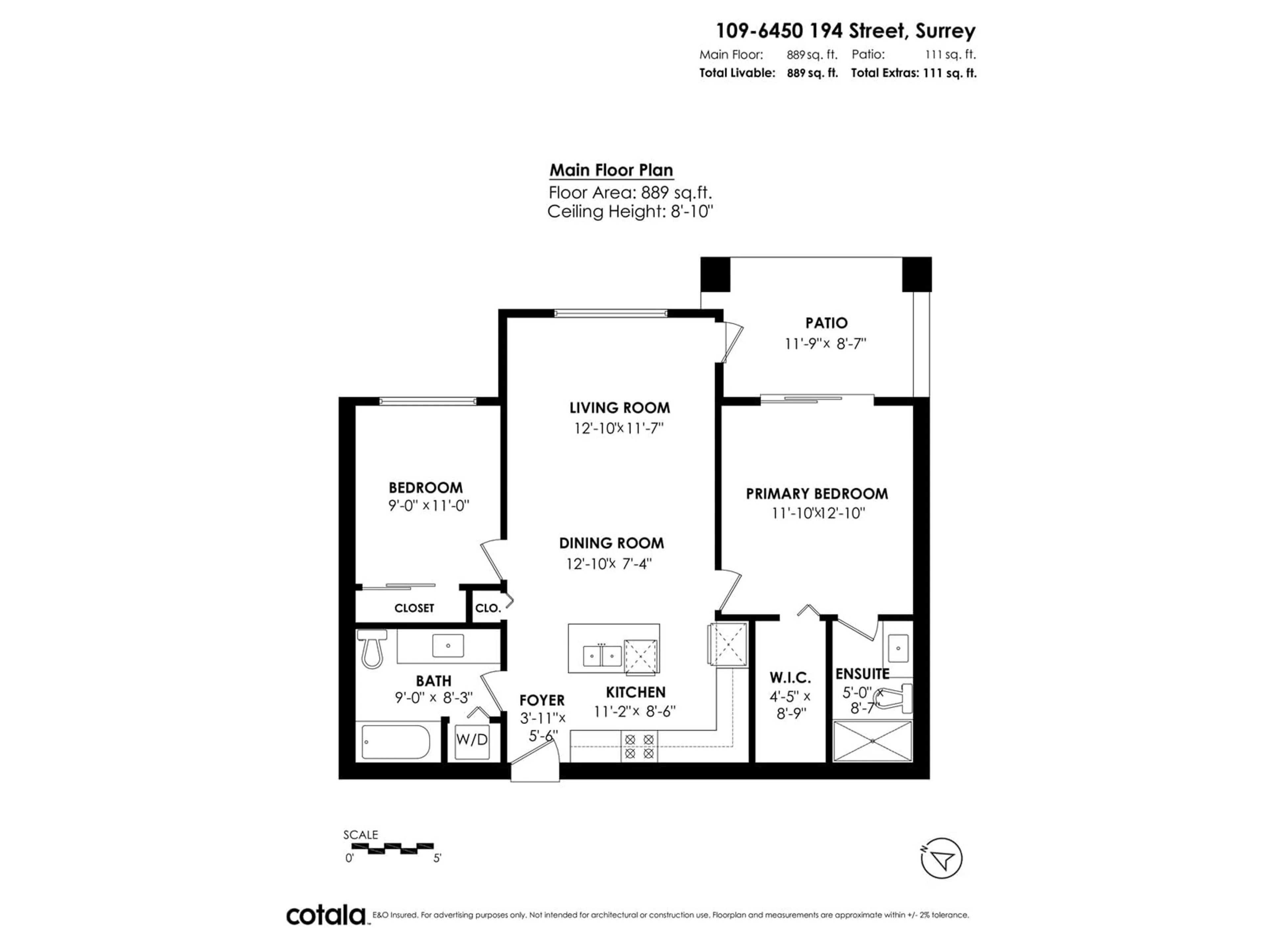 Floor plan for 109 - 6450 194, Surrey British Columbia V4N6J8