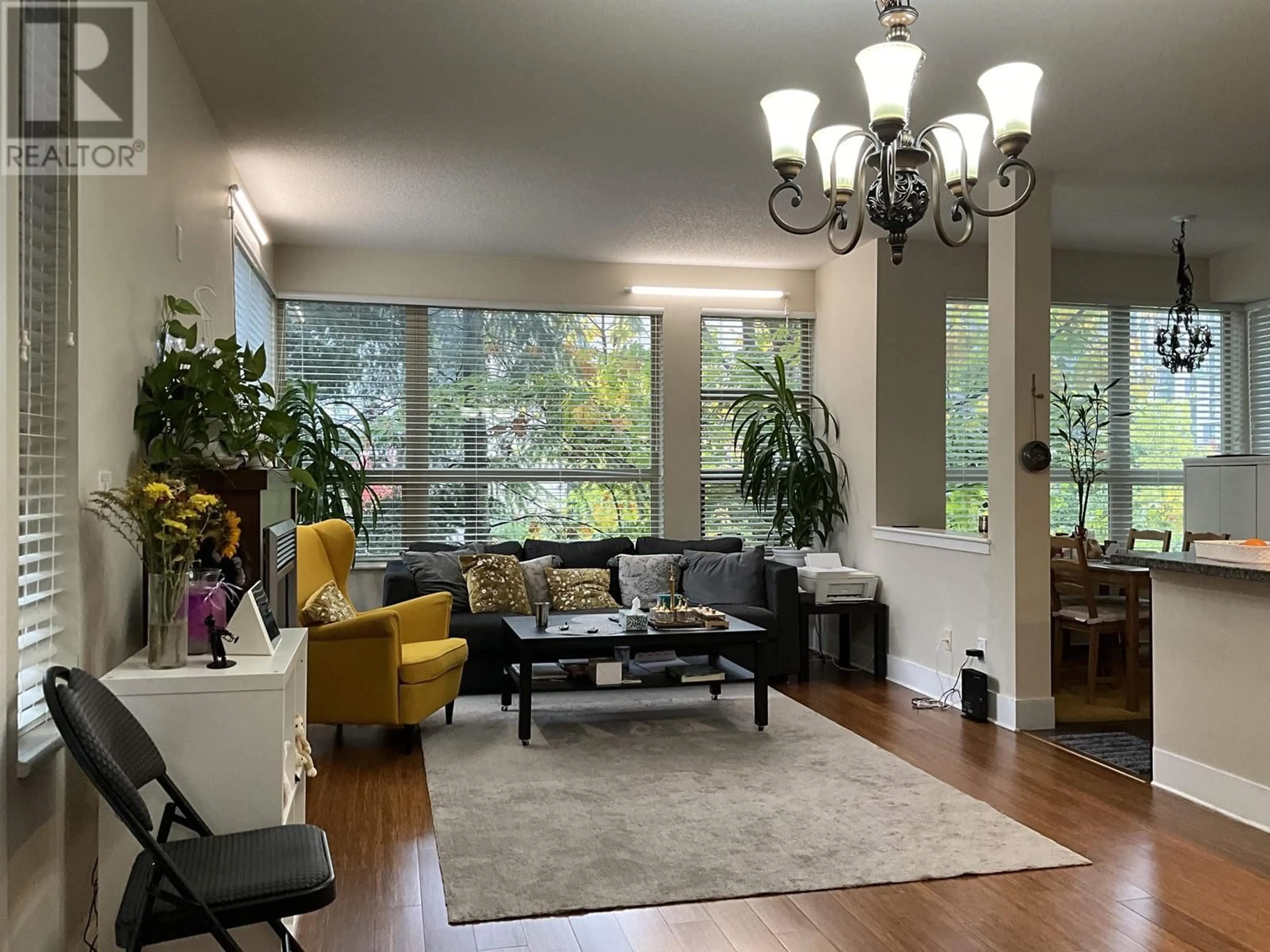 Living room with furniture, wood/laminate floor for 214 - 5788 BIRNEY AVENUE, Vancouver British Columbia V6S0A2