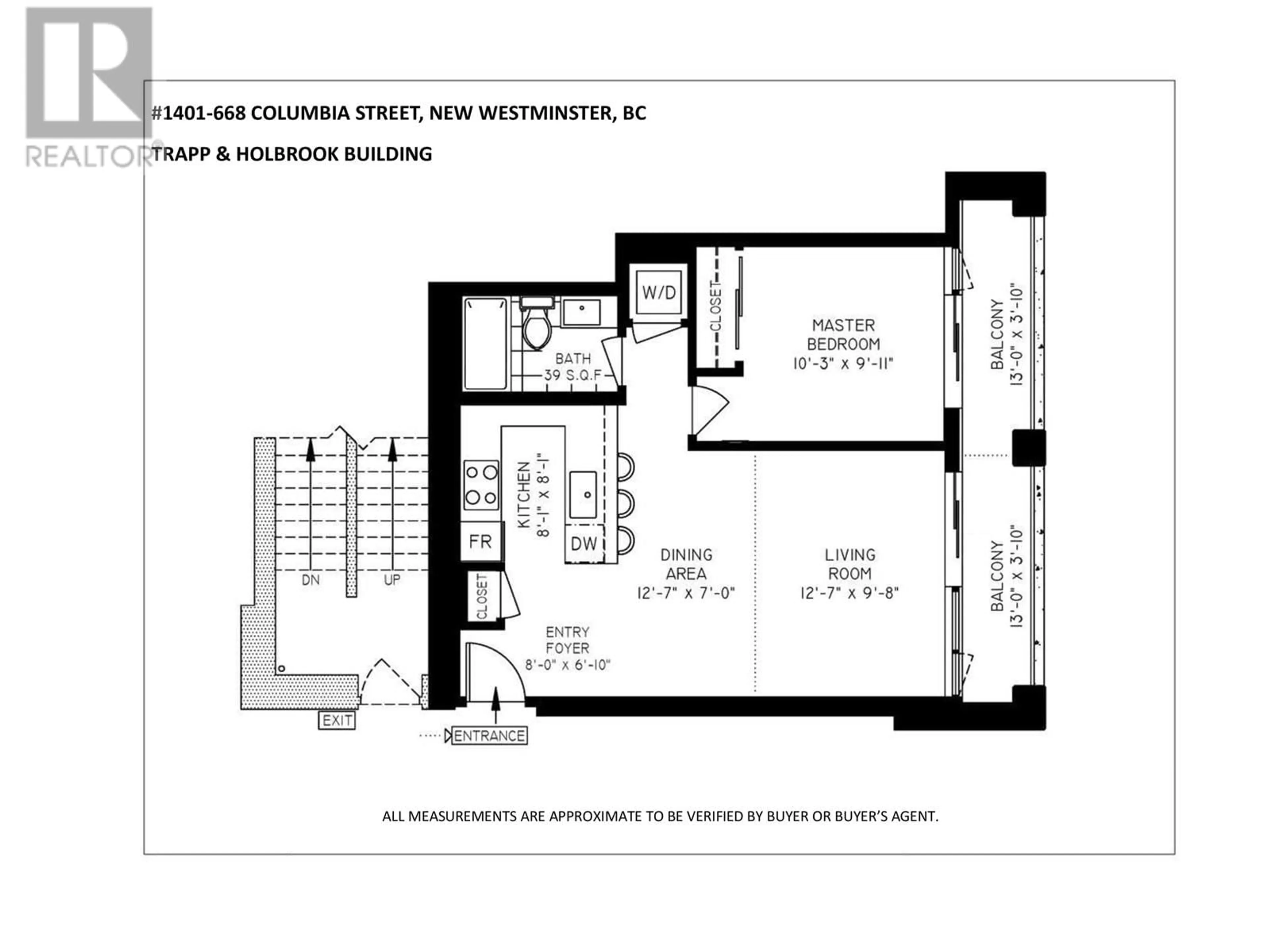 Floor plan for 1401 - 668 COLUMBIA STREET, New Westminster British Columbia V3M1A9