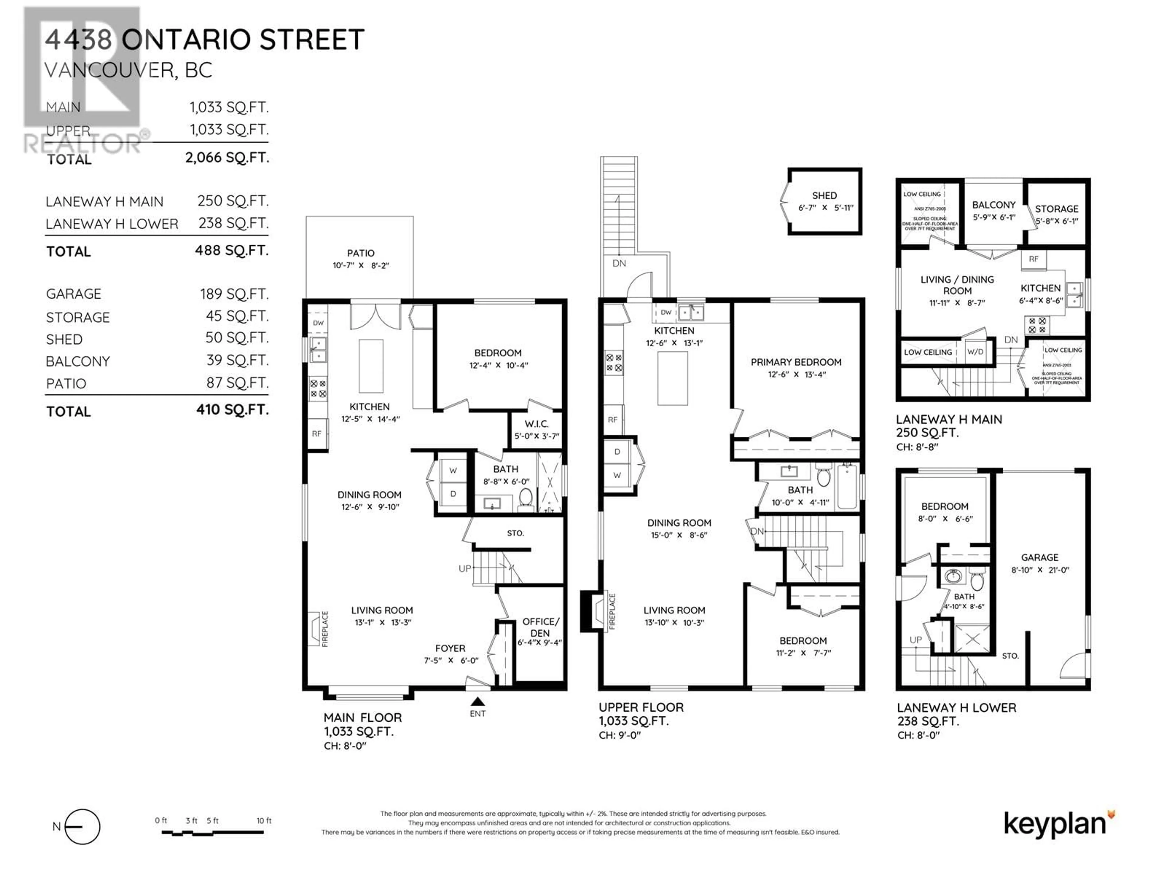 Floor plan for 4438 ONTARIO STREET, Vancouver British Columbia V5V3H1