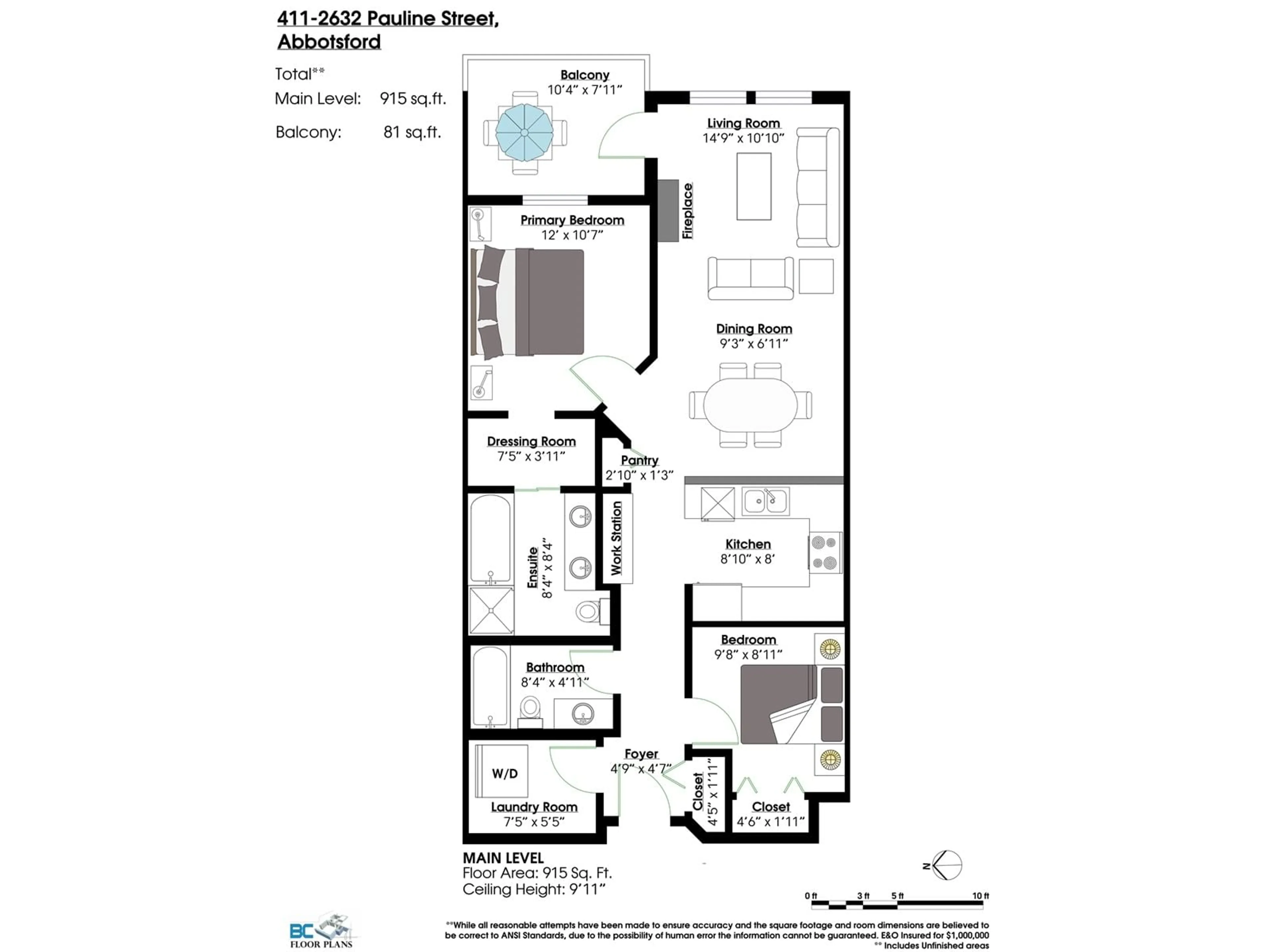 Floor plan for 411 - 2632 PAULINE, Abbotsford British Columbia V2S0C9