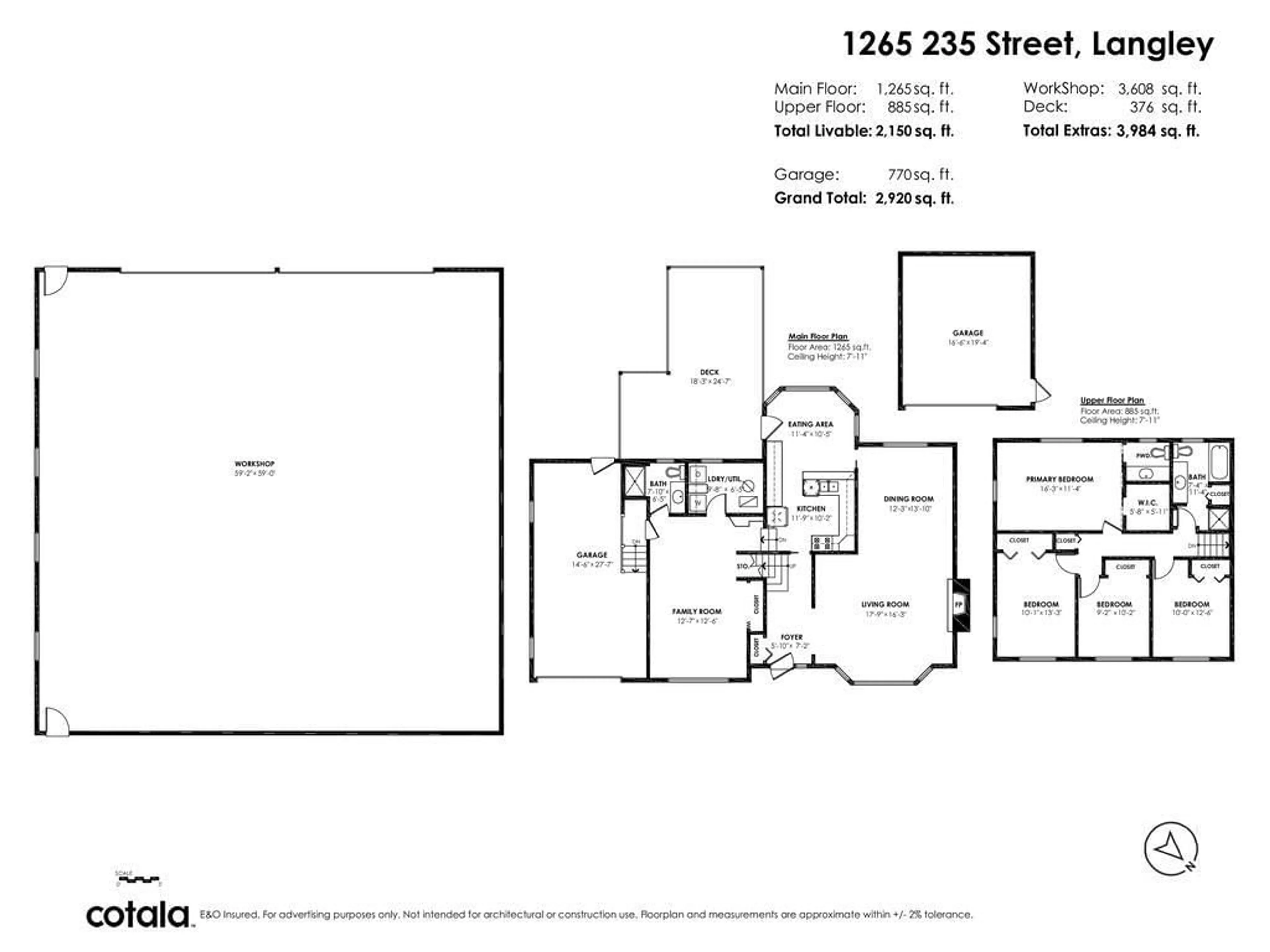 Floor plan for 1265 235, Langley British Columbia V2Z2Y4