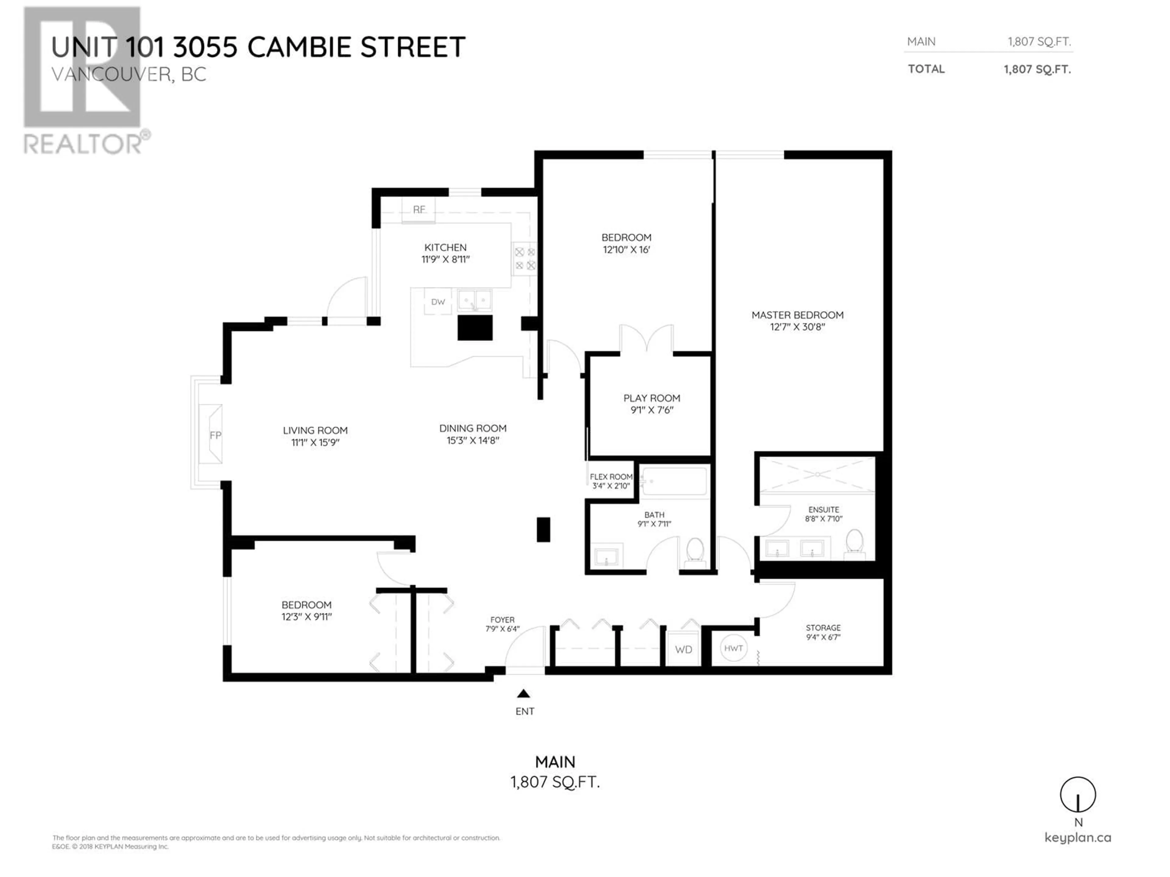 Floor plan for 101 3055 CAMBIE STREET, Vancouver British Columbia V5Z4N2