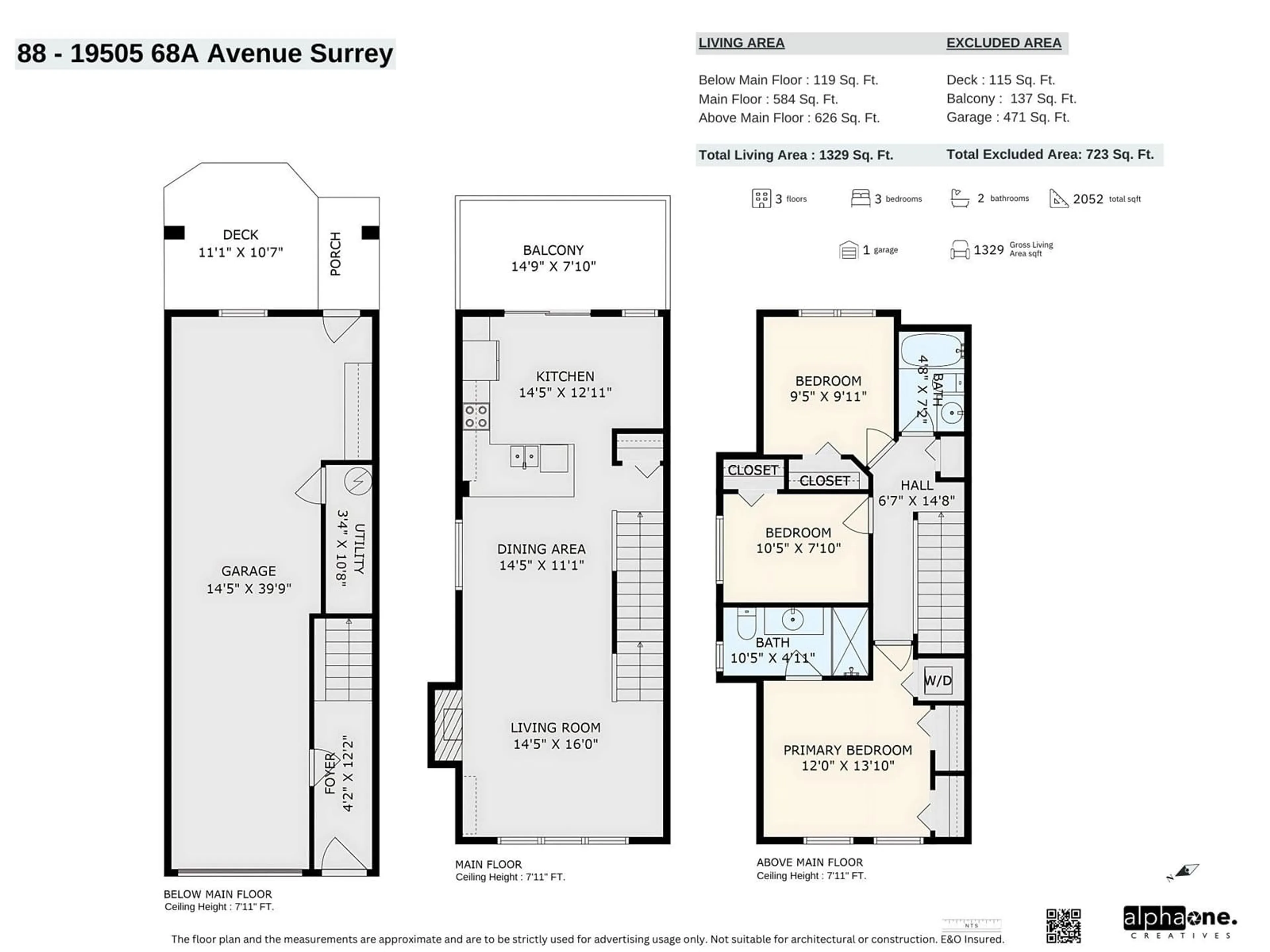 Floor plan for 88 - 19505 68A, Surrey British Columbia V4N6K3