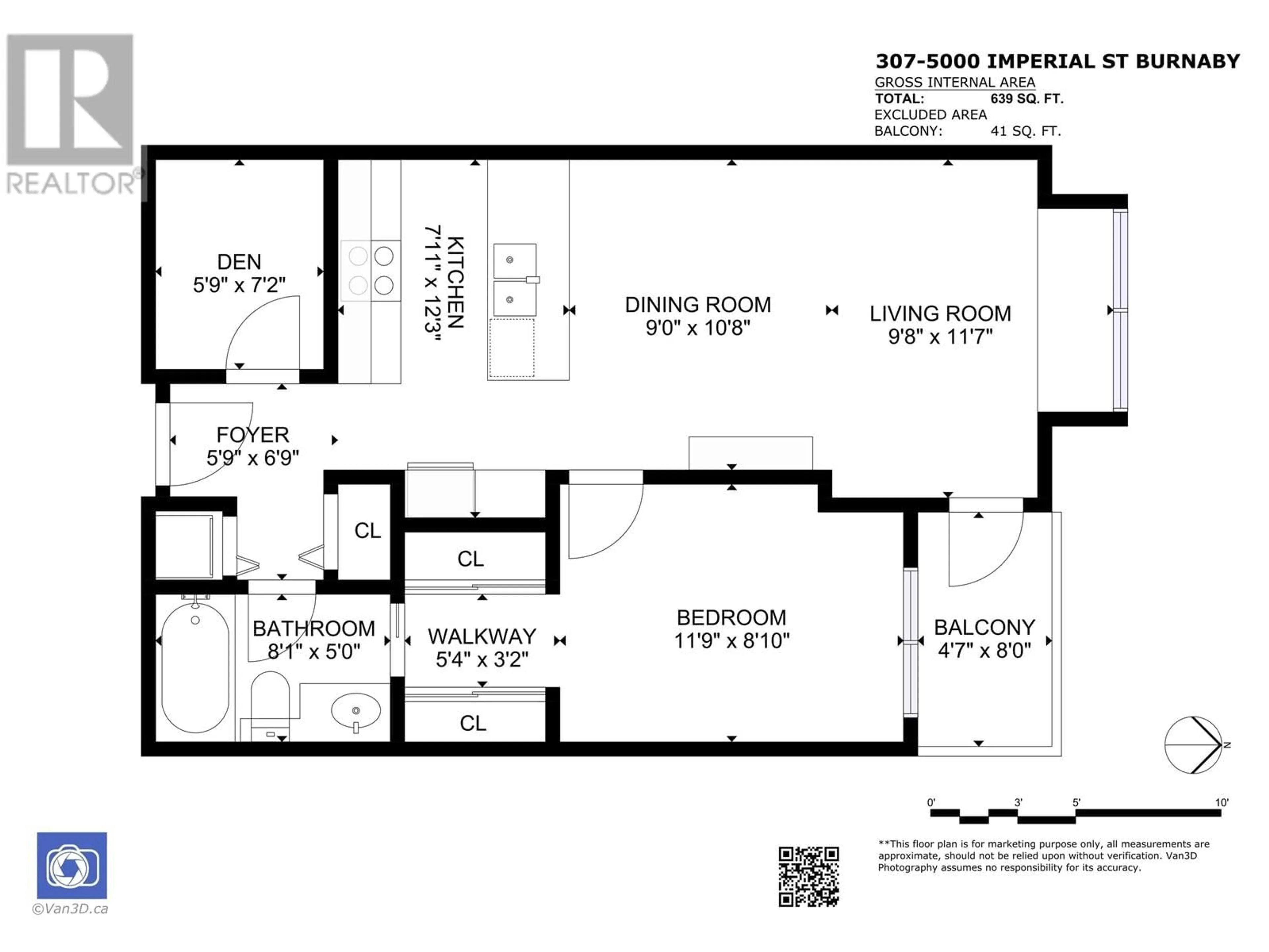 Floor plan for 307 - 5000 IMPERIAL STREET, Burnaby British Columbia V5J1C8