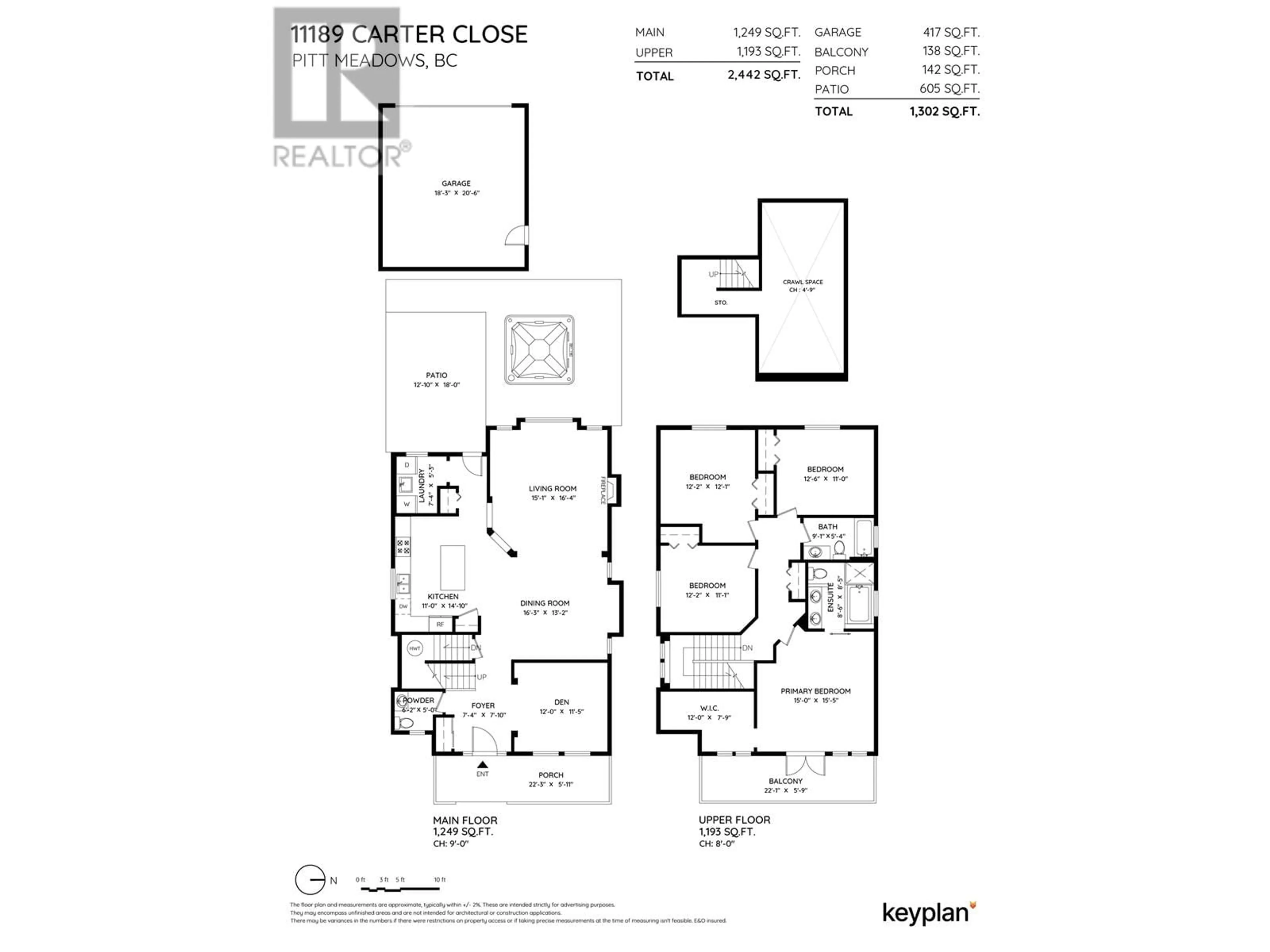 Floor plan for 11189 CARTER CLOSE, Pitt Meadows British Columbia V3Y0B4