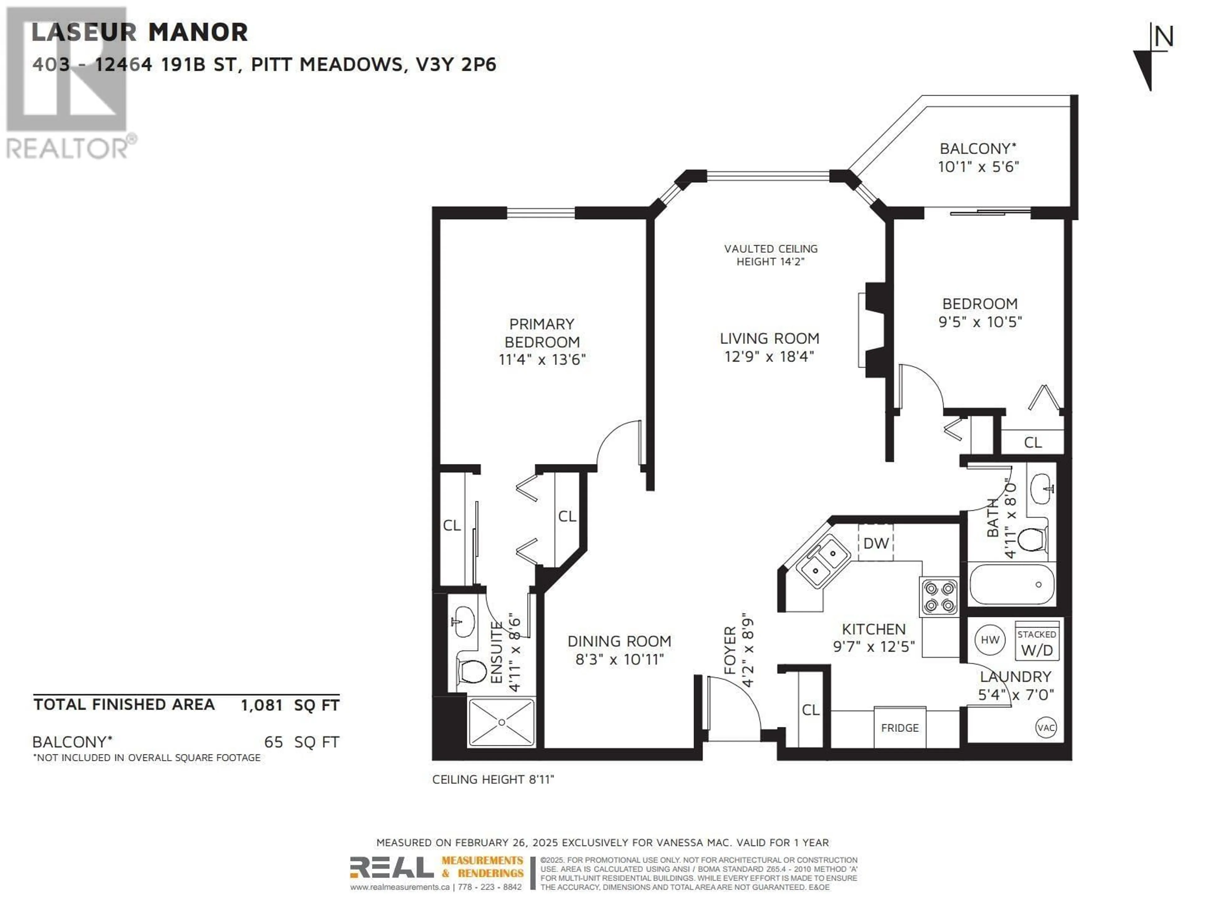 Floor plan for 403 12464 191B STREET, Pitt Meadows British Columbia V3Y2P6