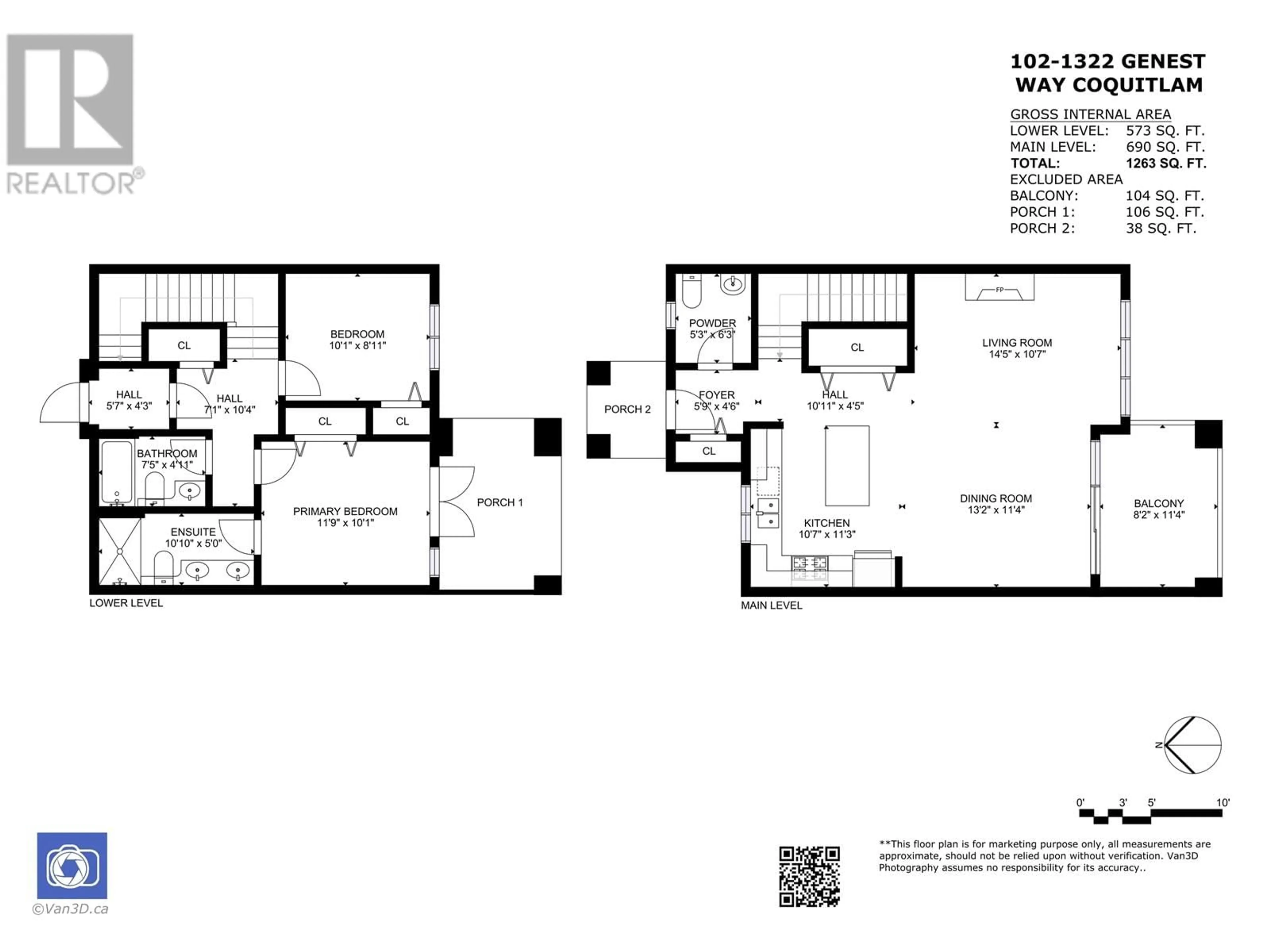 Floor plan for 102 1322 GENEST WAY, Coquitlam British Columbia V3E0A4