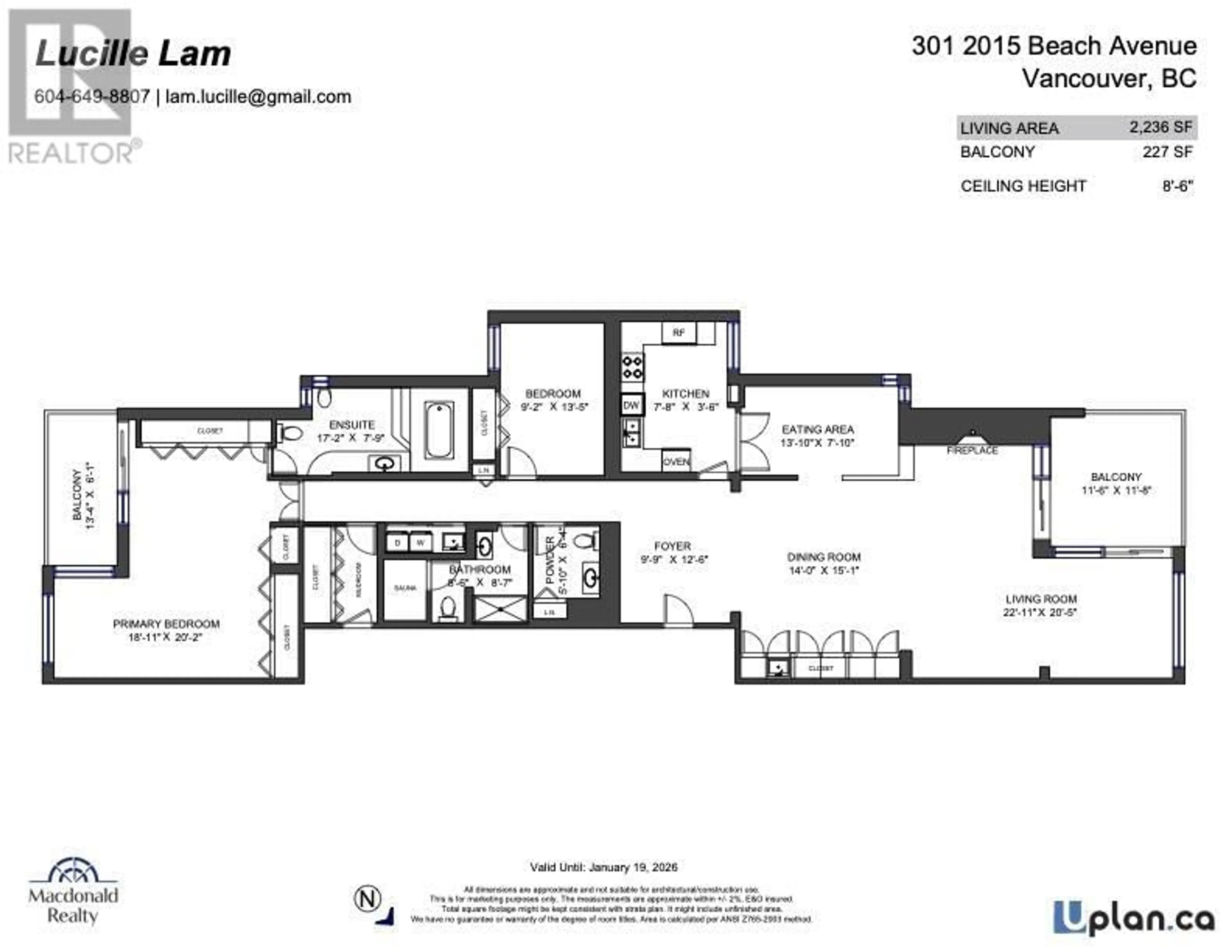 Floor plan for 301 2015 BEACH AVENUE, Vancouver British Columbia V6G1Z3