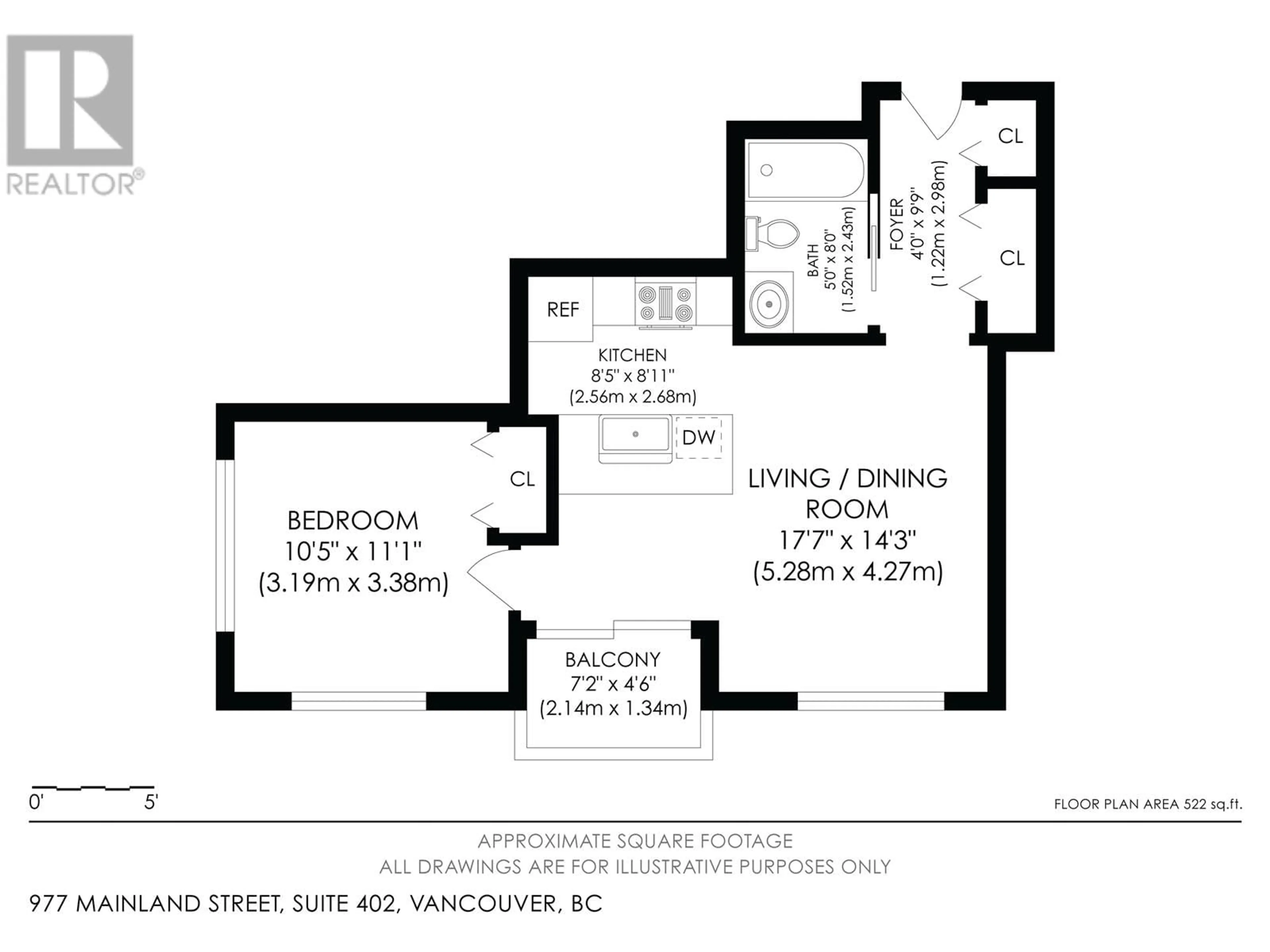 Floor plan for 402 977 MAINLAND STREET, Vancouver British Columbia V6B1T2