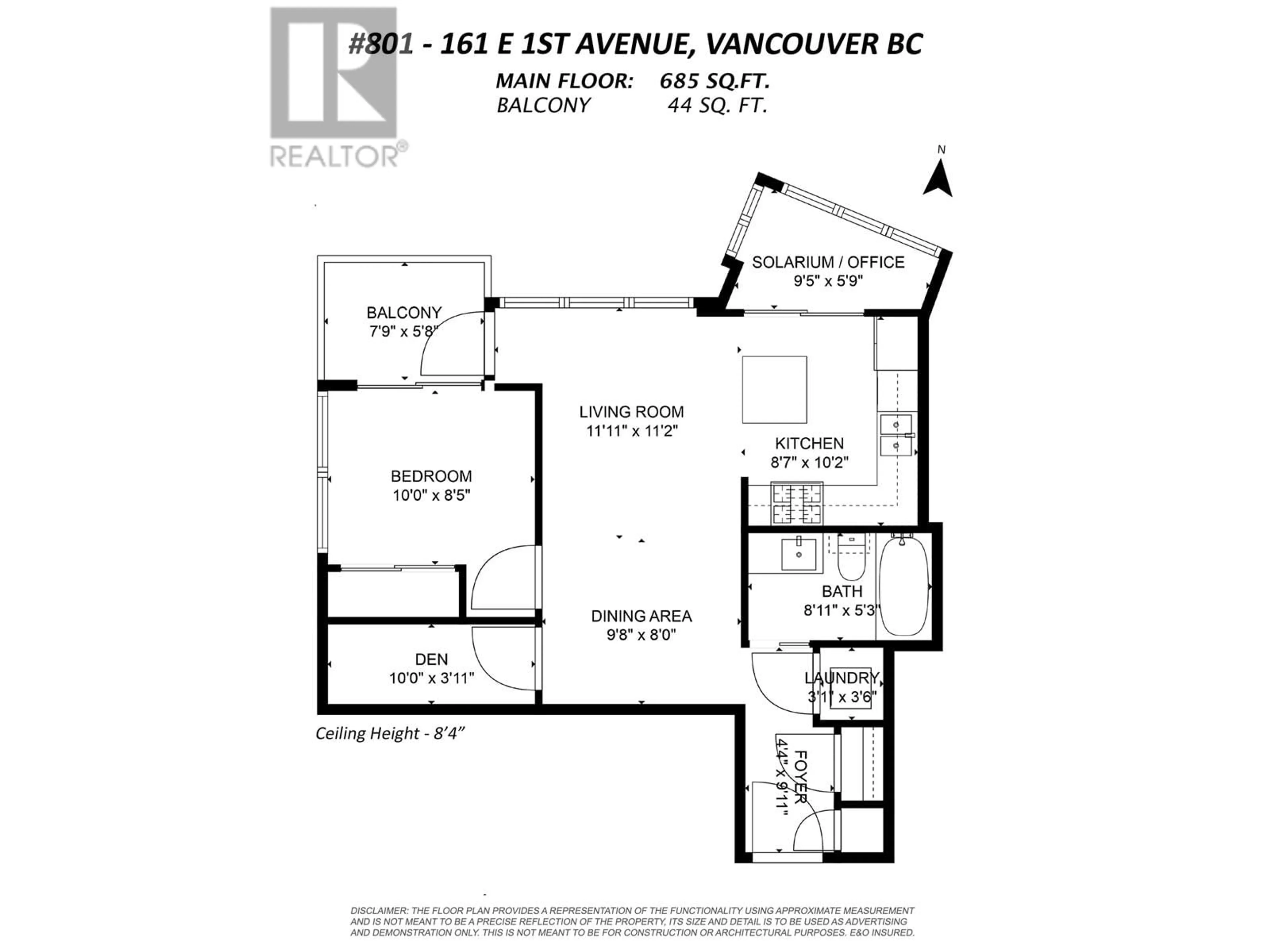 Floor plan for 801 161 E 1ST AVENUE, Vancouver British Columbia V6A0G1