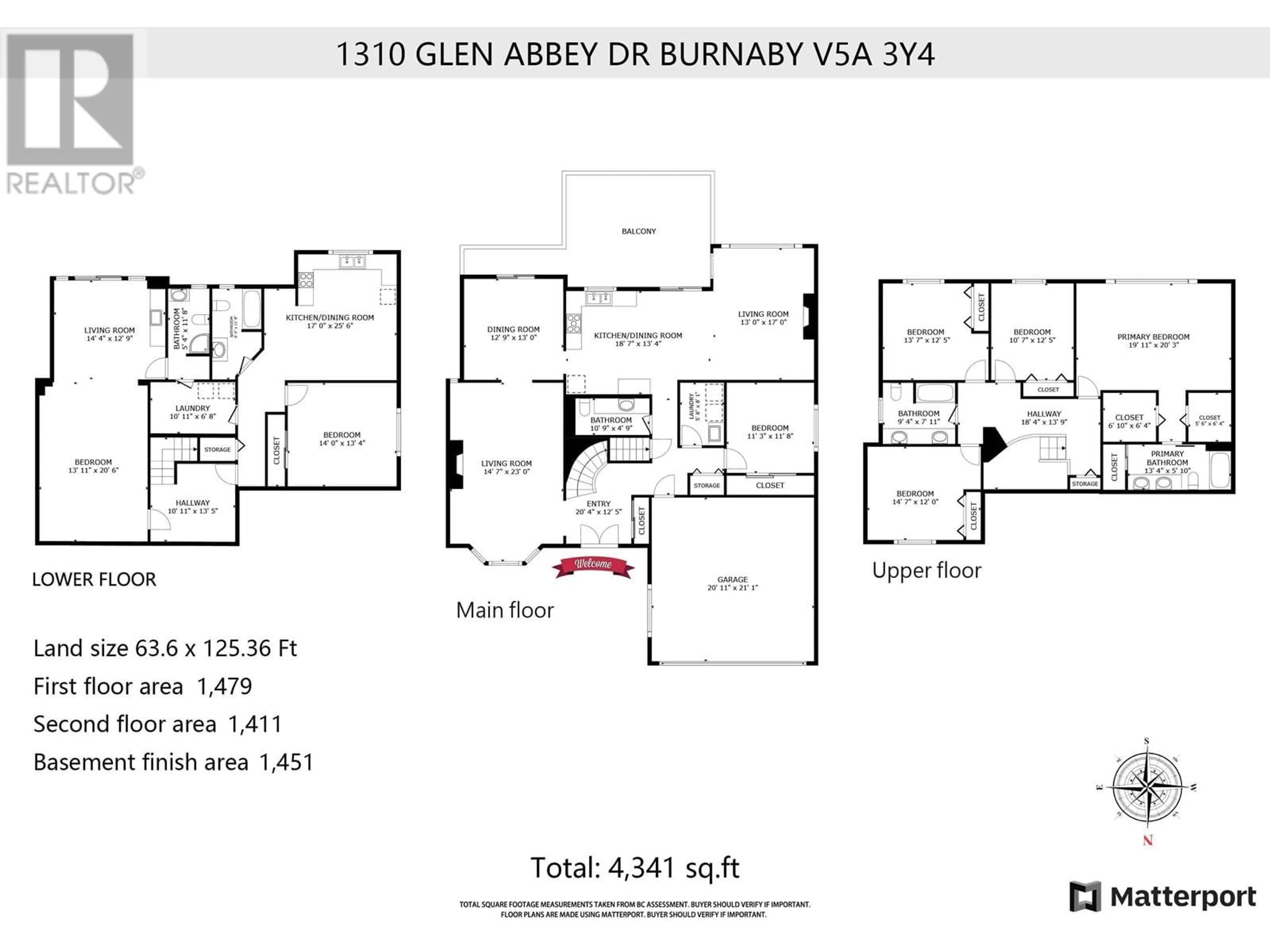 Floor plan for 1310 GLEN ABBEY DRIVE, Burnaby British Columbia V5A3Y4