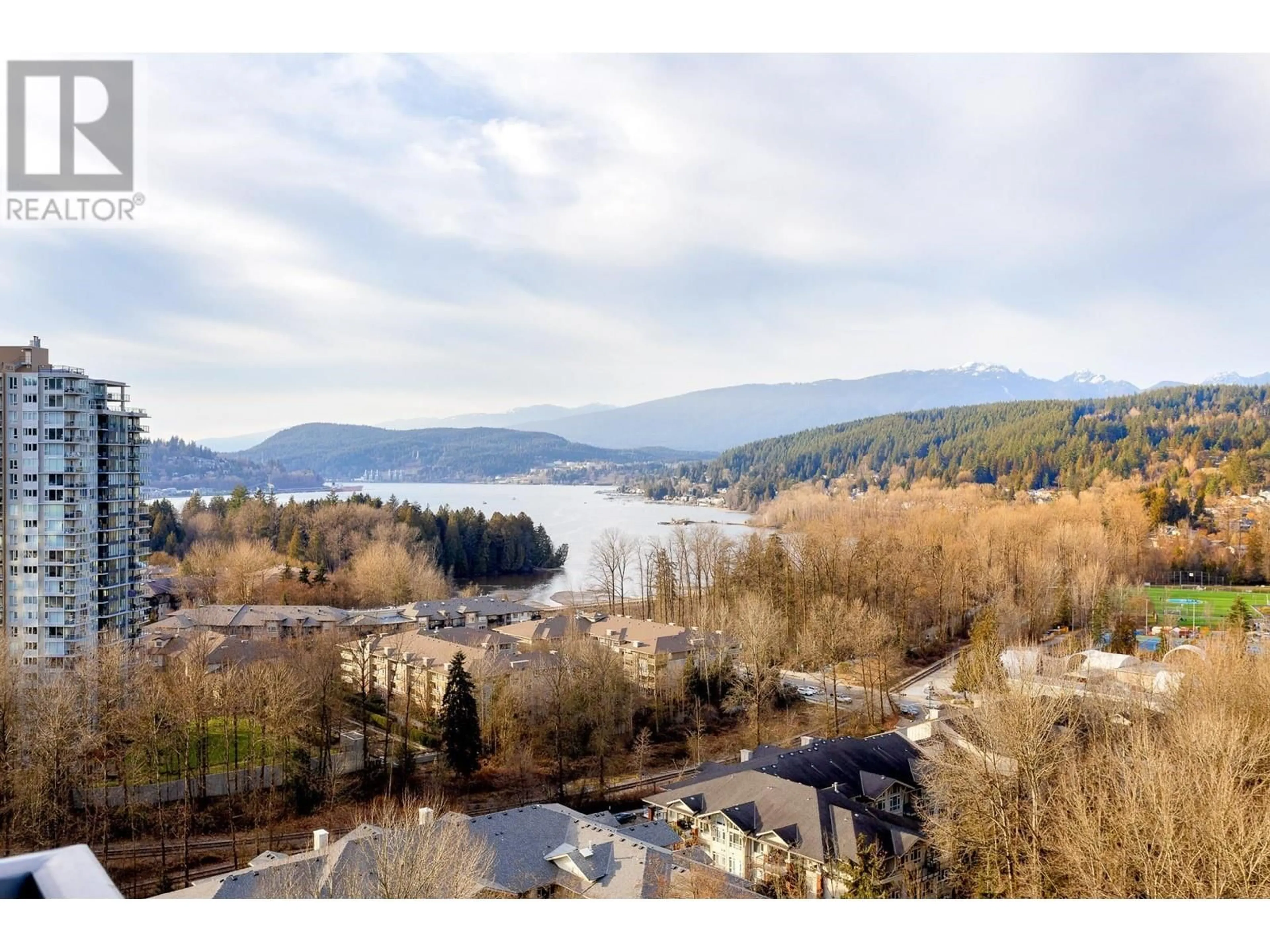 A pic from outside/outdoor area/front of a property/back of a property/a pic from drone, water/lake/river/ocean view for 1809 305 MORRISSEY ROAD, Port Moody British Columbia V3H0M3