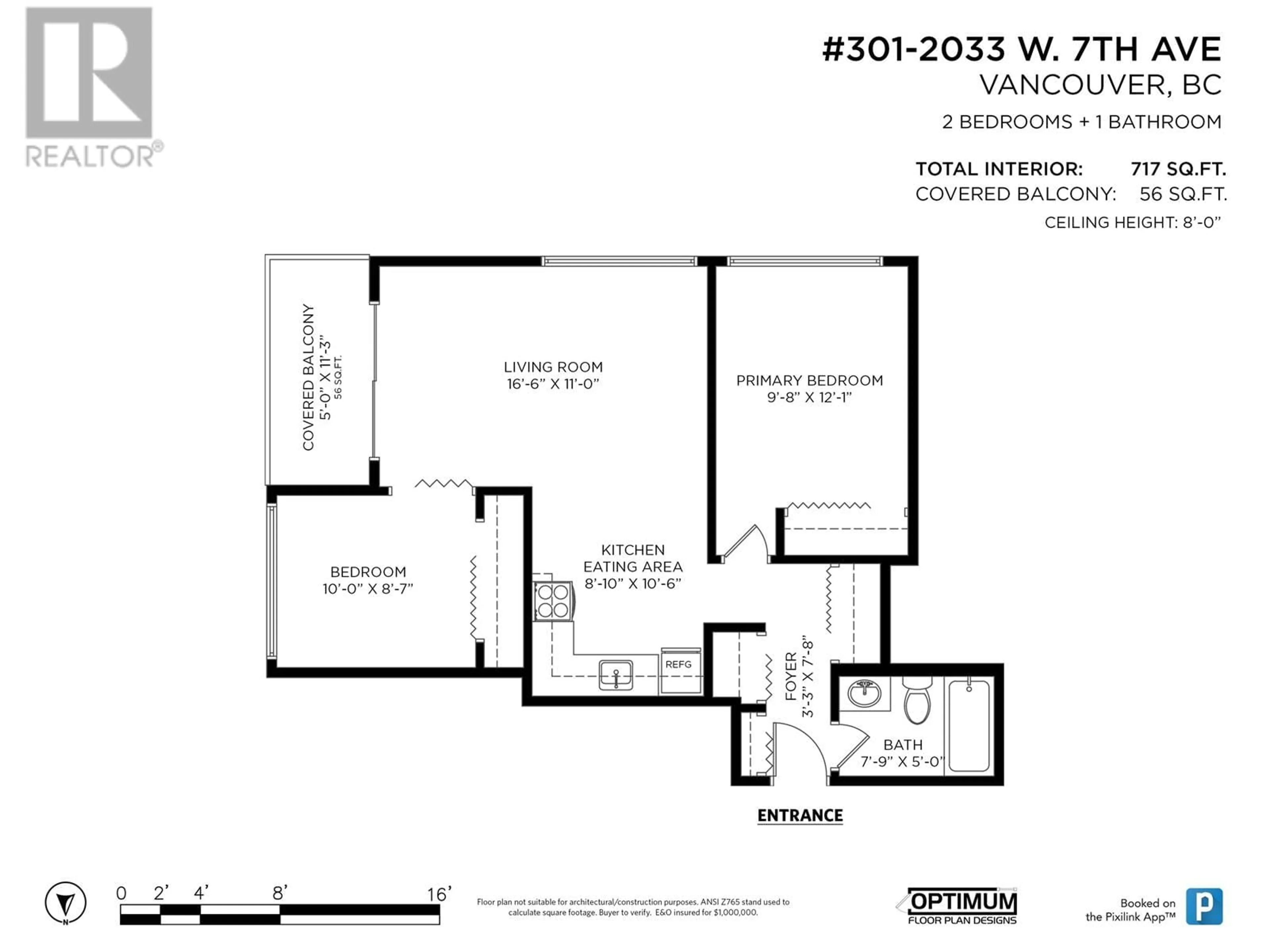 Floor plan for 301 2033 W 7TH AVENUE, Vancouver British Columbia V6J1T3