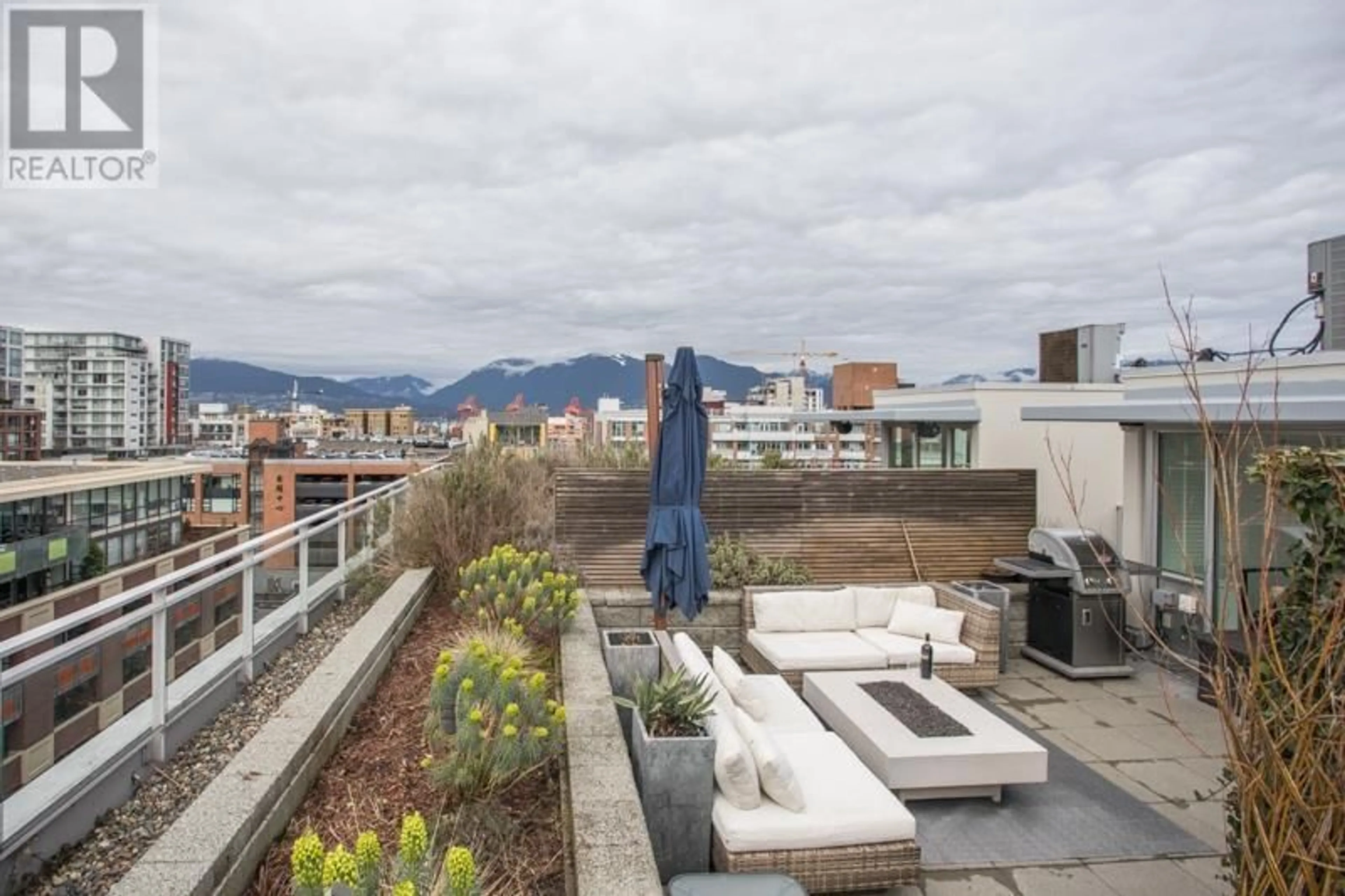 Patio, city buildings view from balcony for PH901 221 UNION STREET, Vancouver British Columbia V6A0B4