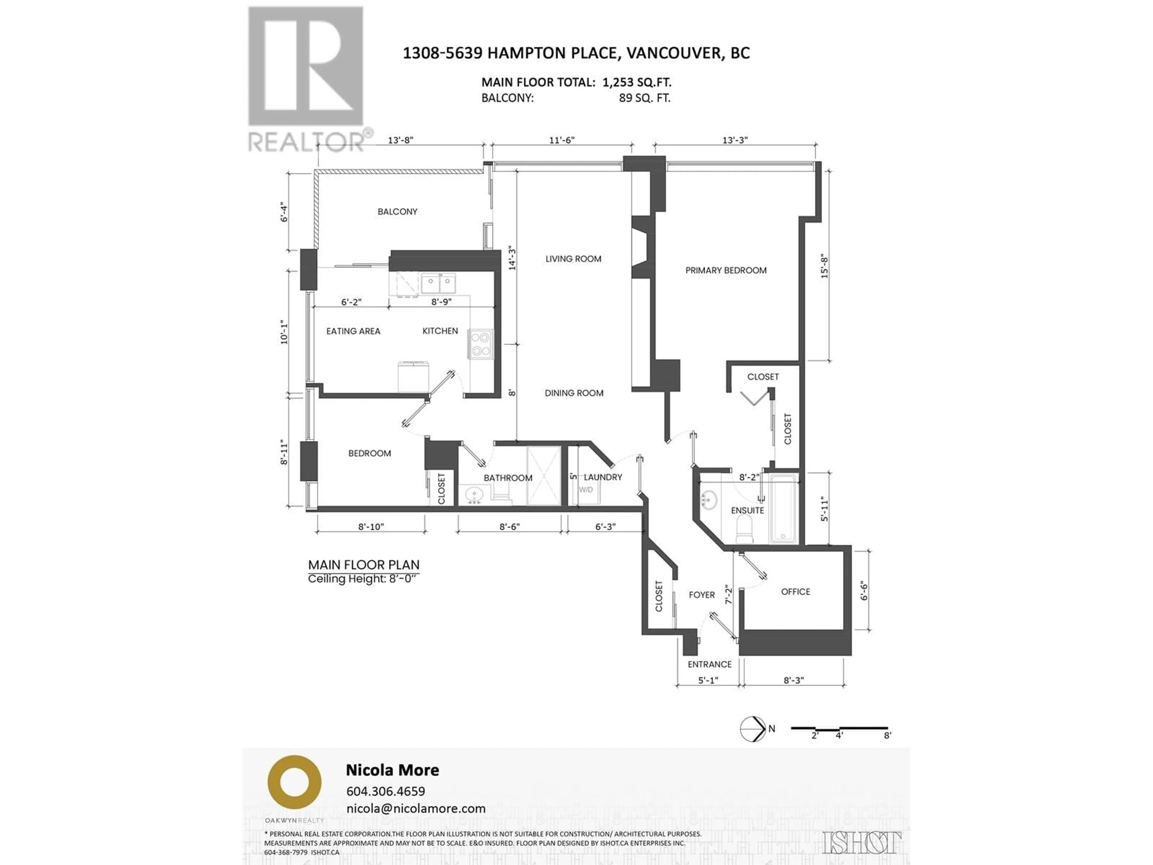 Floor plan for 1308 5639 HAMPTON PLACE, Vancouver British Columbia V6T2H6