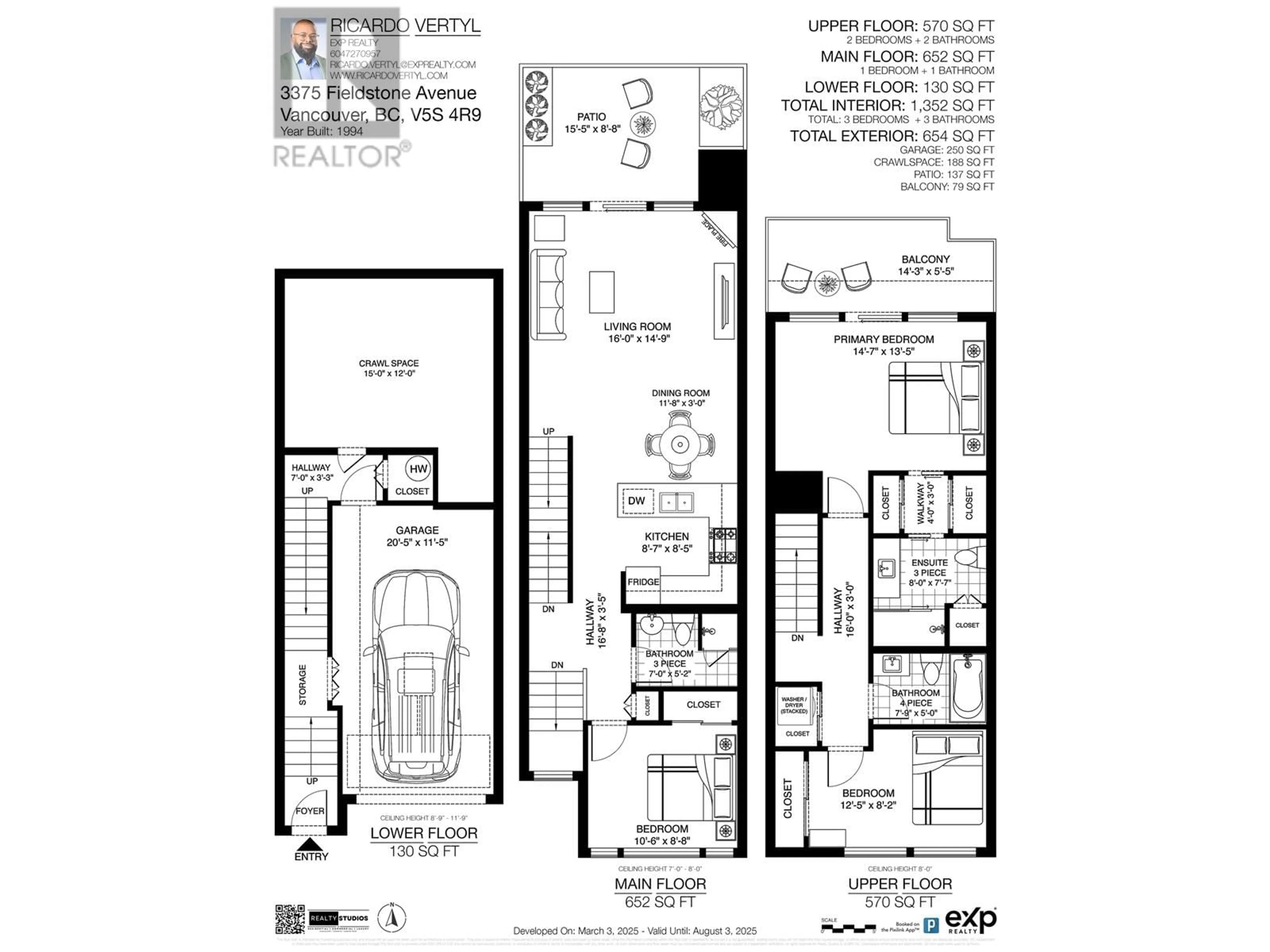 Floor plan for 3375 FIELDSTONE AVENUE, Vancouver British Columbia V5S4R9