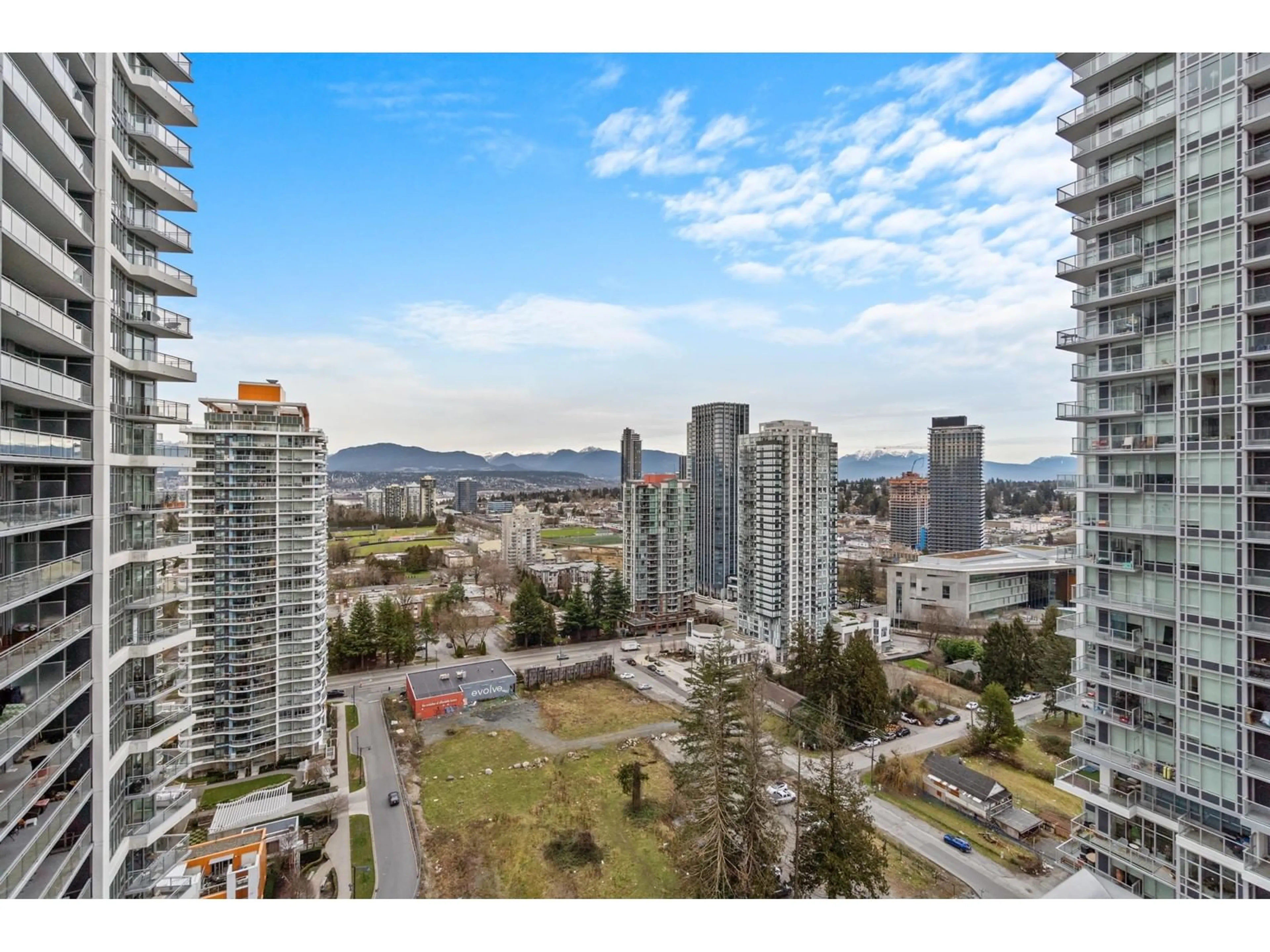 A pic from outside/outdoor area/front of a property/back of a property/a pic from drone, city buildings view from balcony for 2702 13325 102A AVENUE, Surrey British Columbia V3T0J5