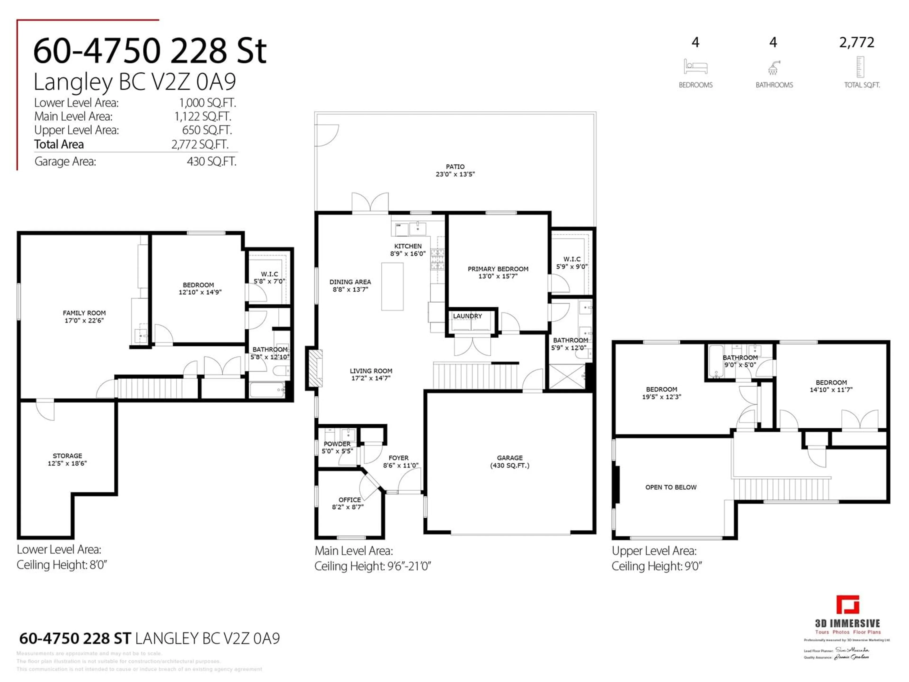 Floor plan for 60 4750 228 STREET, Langley British Columbia V2Z0A9