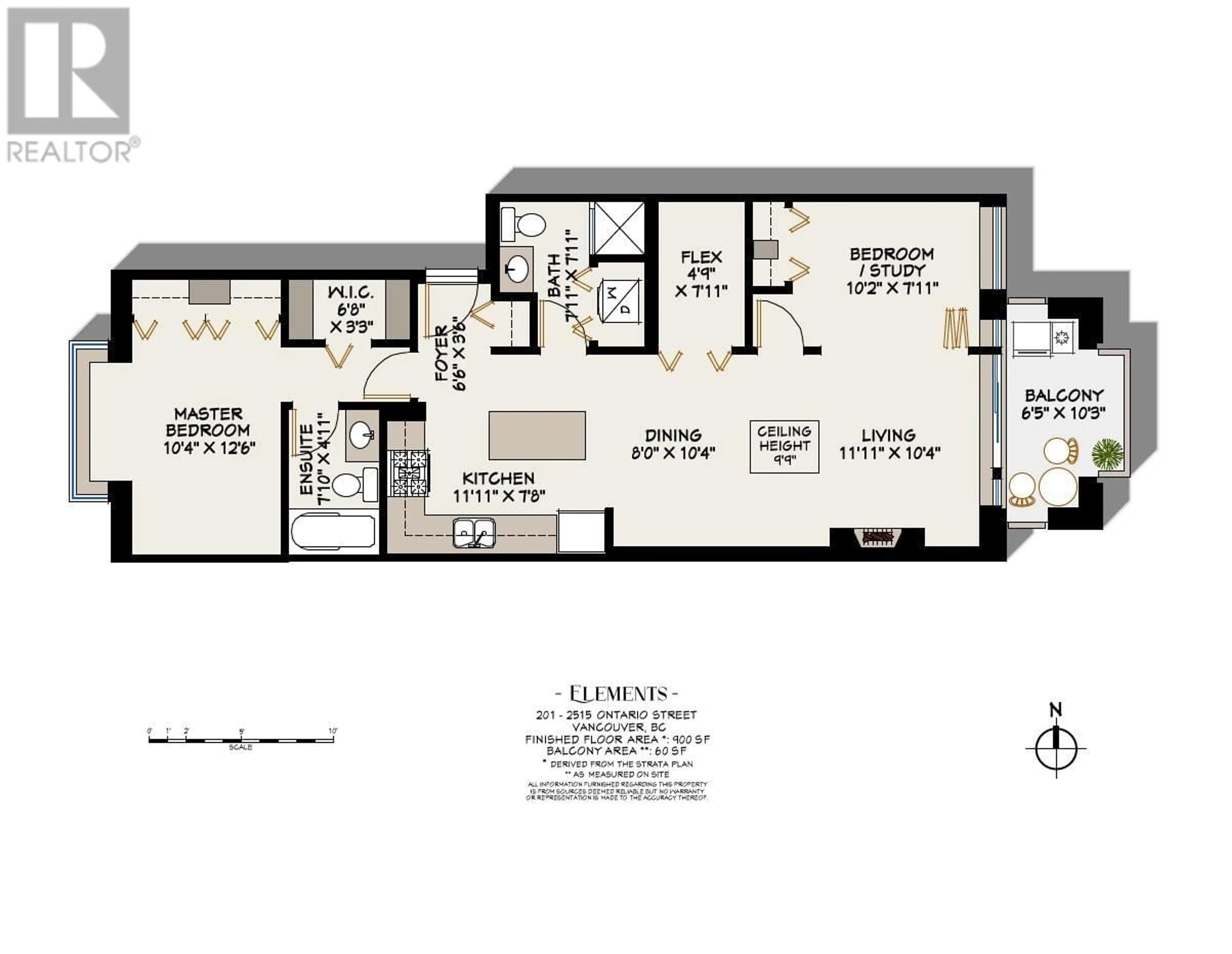 Floor plan for 201 2515 ONTARIO STREET, Vancouver British Columbia V5T4V4