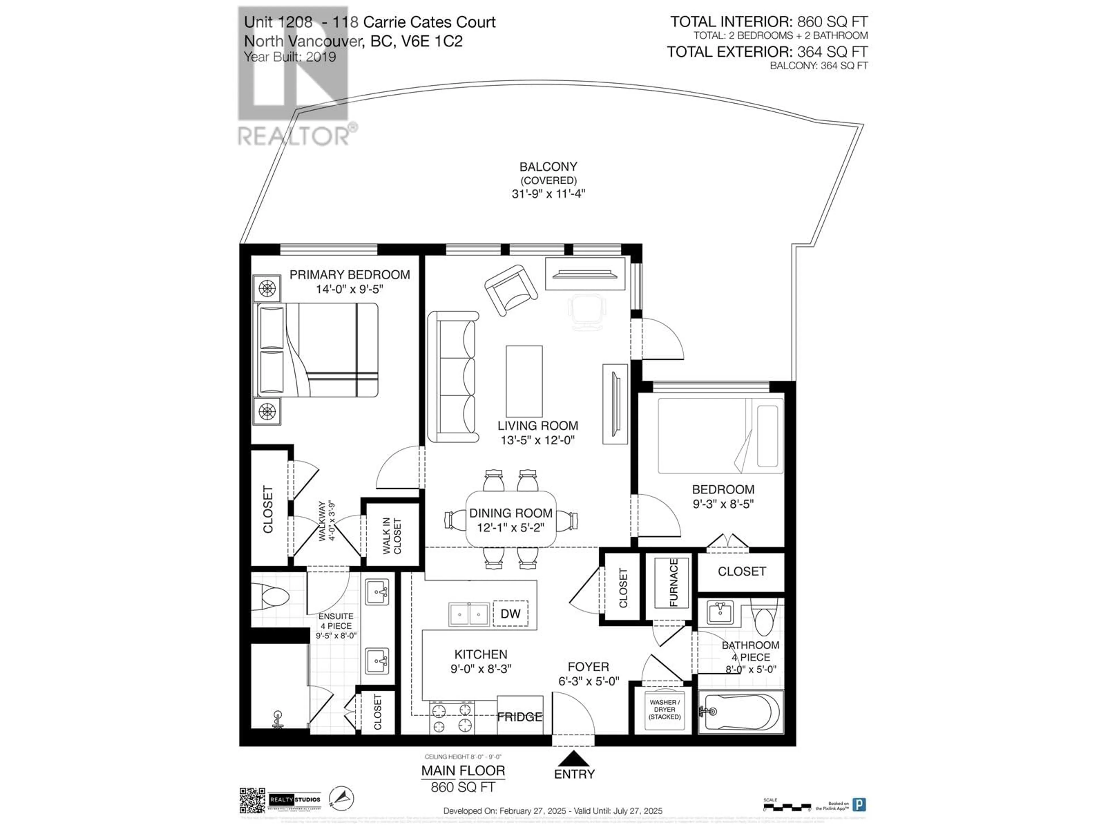Floor plan for 1208 - 118 CARRIE CATES COURT, Vancouver British Columbia V7M0G6