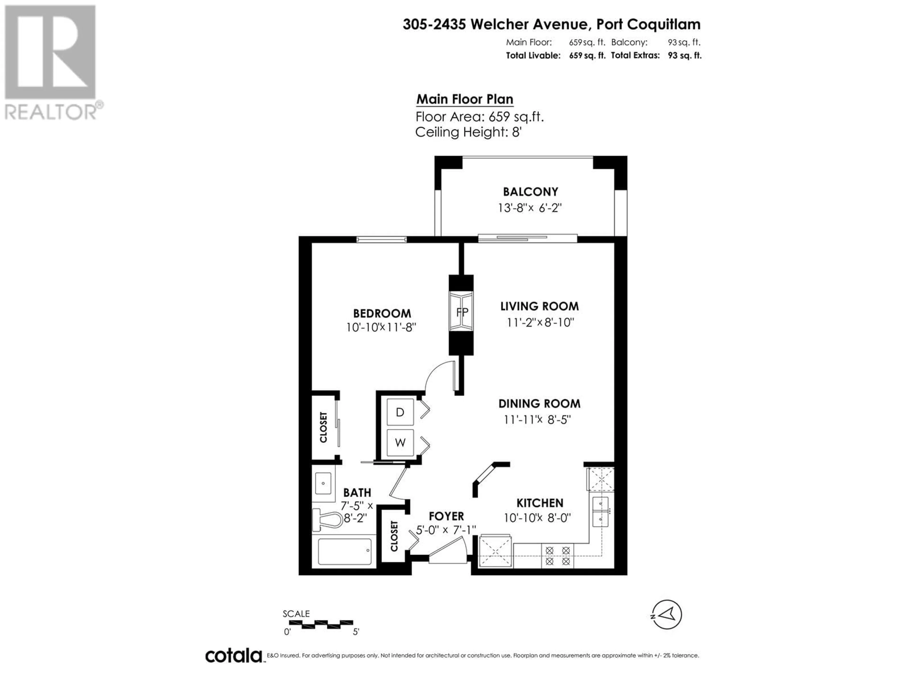 Floor plan for 305 - 2435 WELCHER AVENUE, Port Coquitlam British Columbia V3C1X8