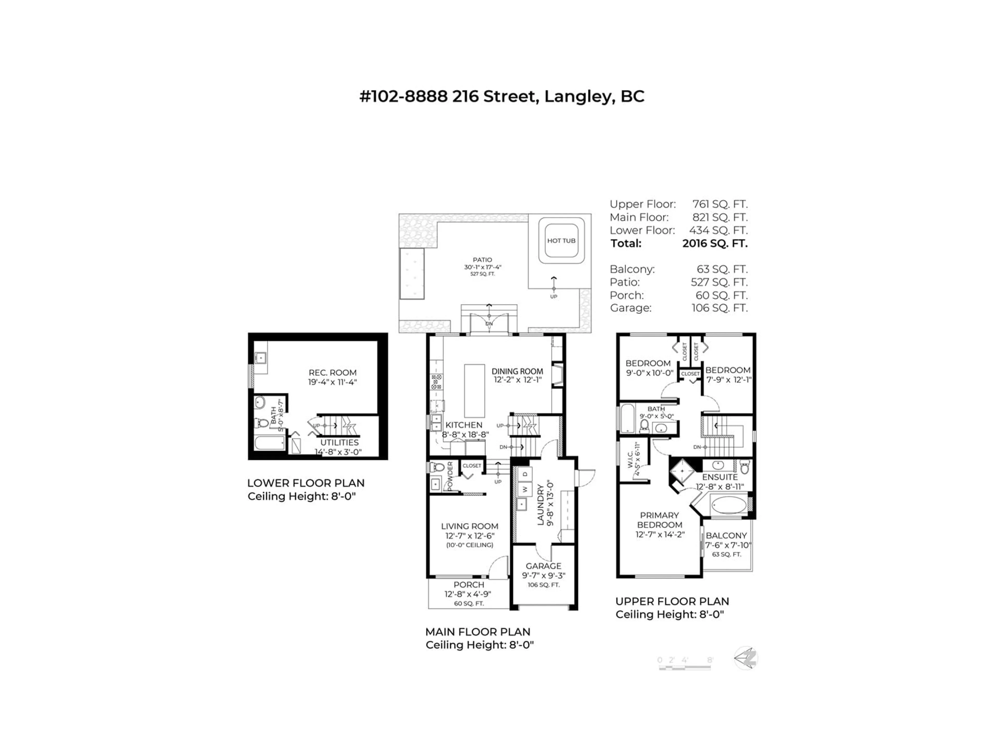 Floor plan for 102 8888 216 STREET, Langley British Columbia V1M3Z8