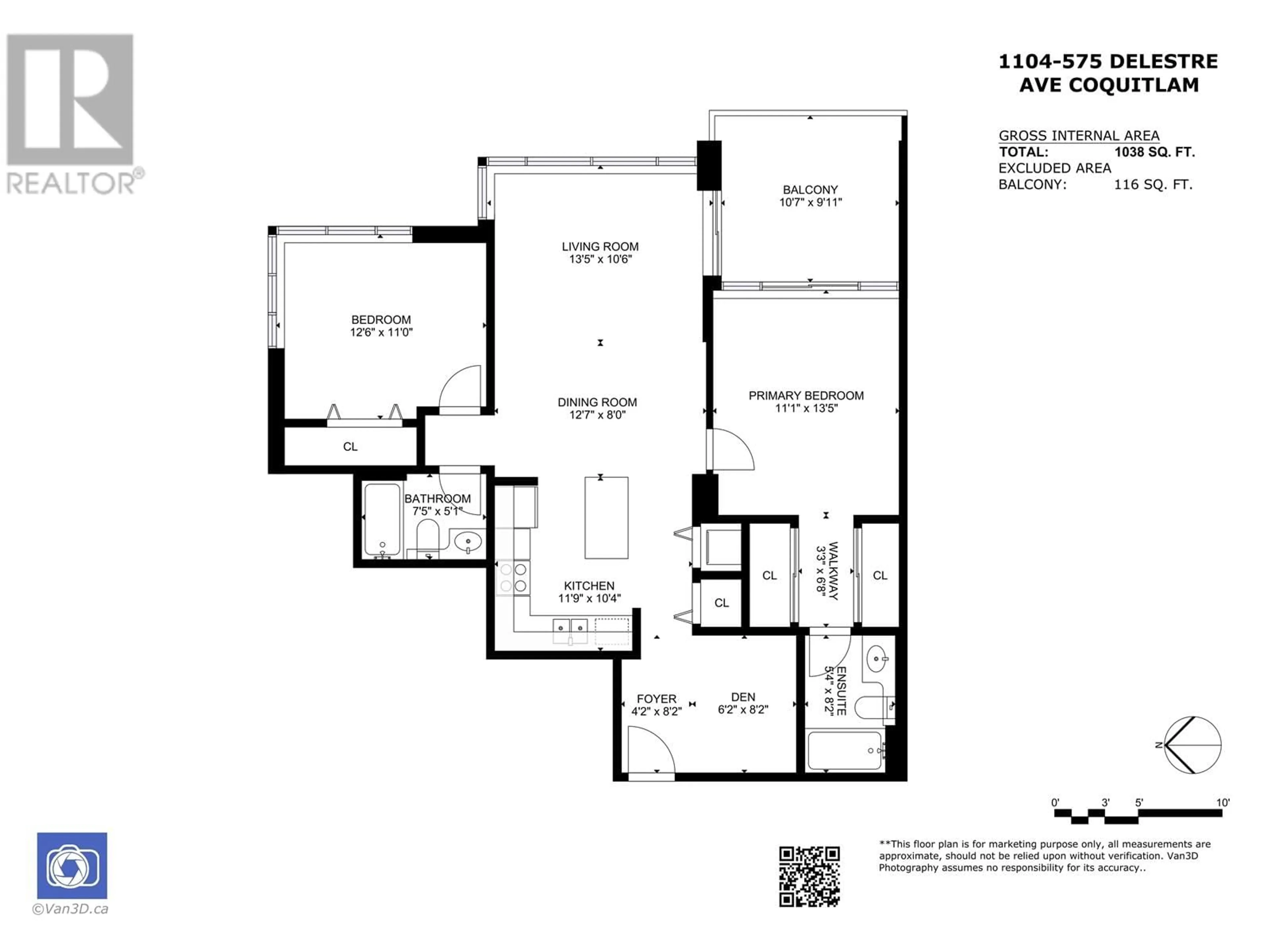 Floor plan for 1104 575 DELESTRE AVENUE, Coquitlam British Columbia V3K0A6