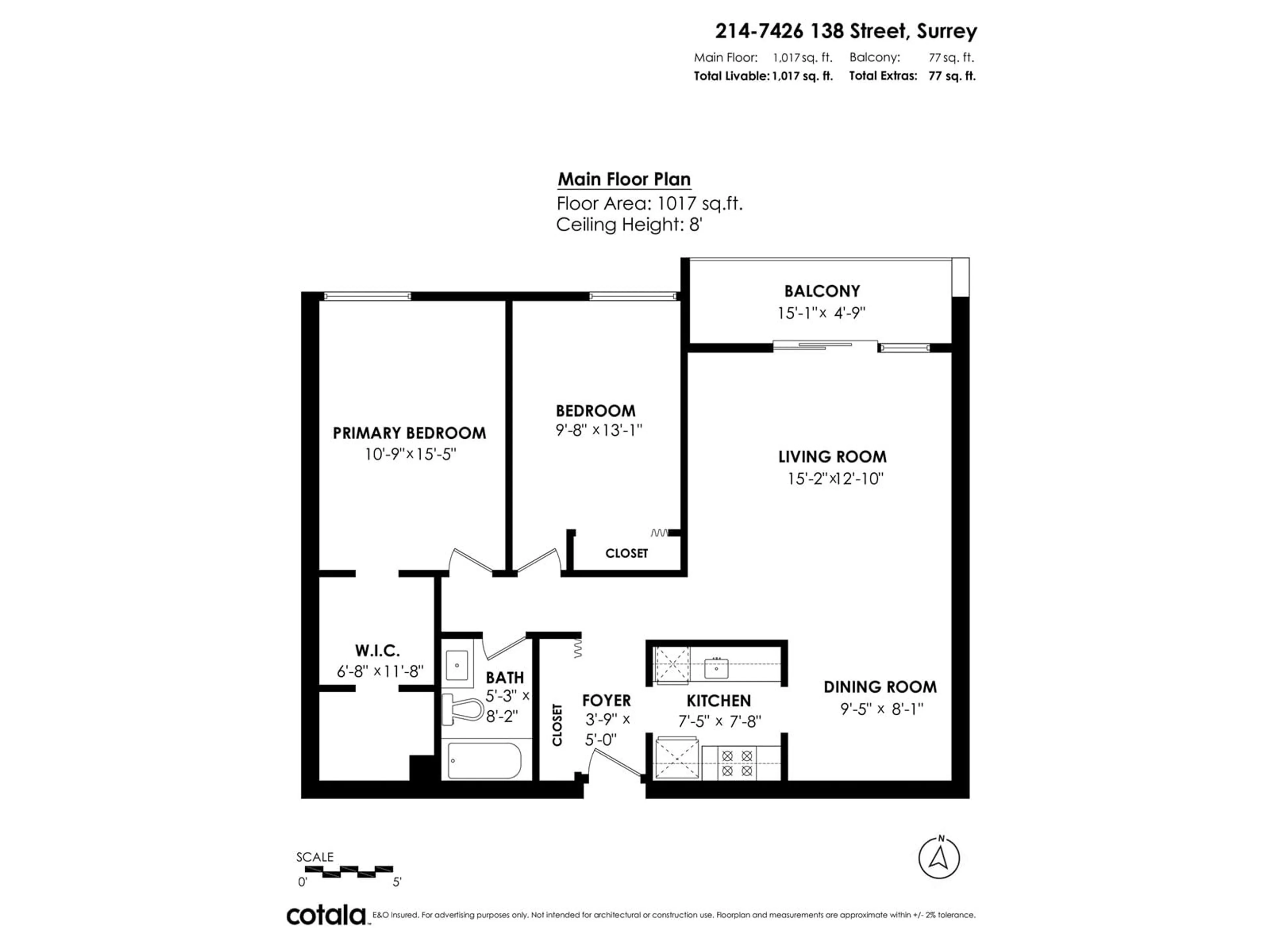 Floor plan for 214 - 7426 138, Surrey British Columbia V3W6G4